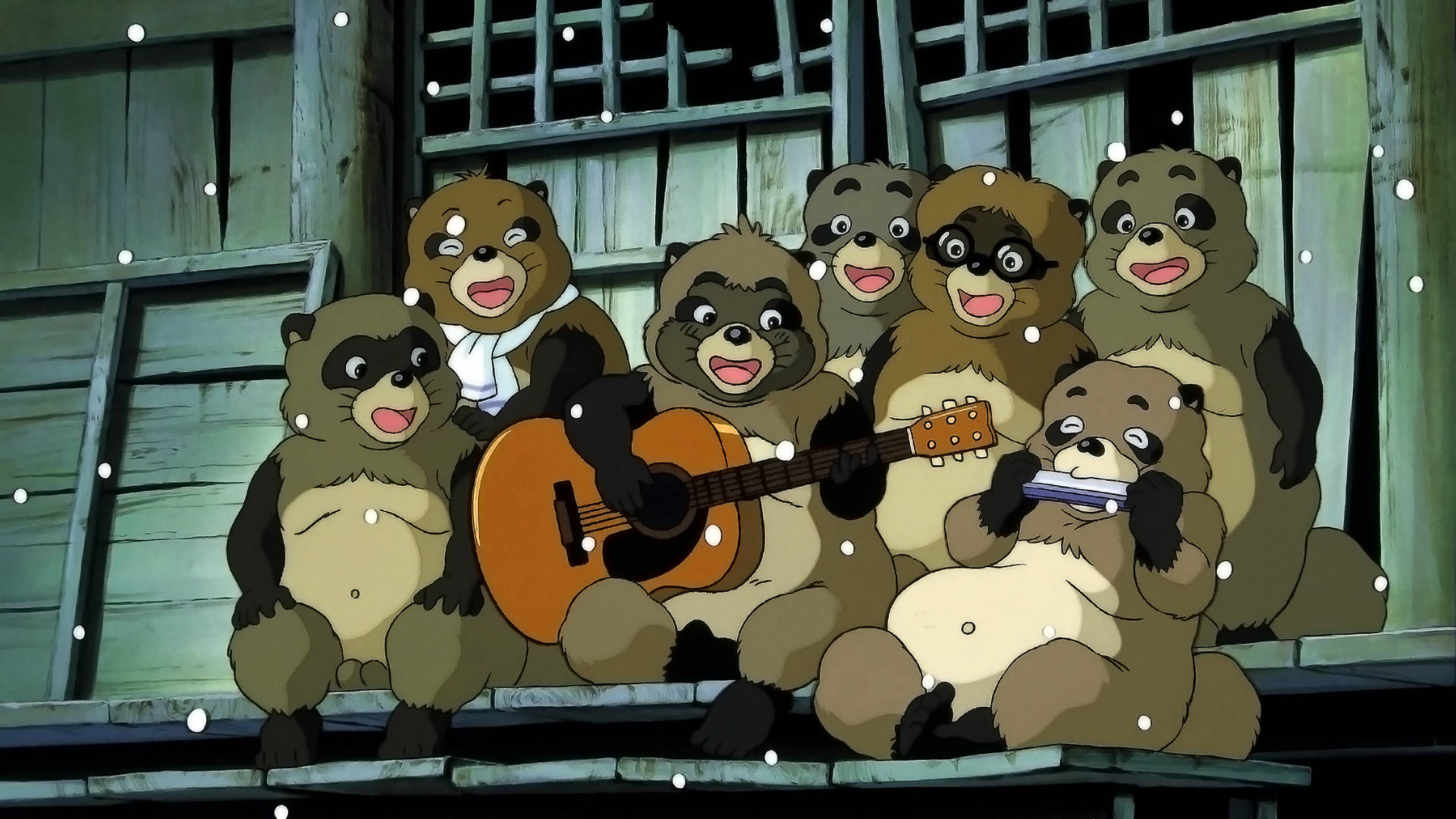 Studio Ghibli Desktop Jamming Raccoons Background
