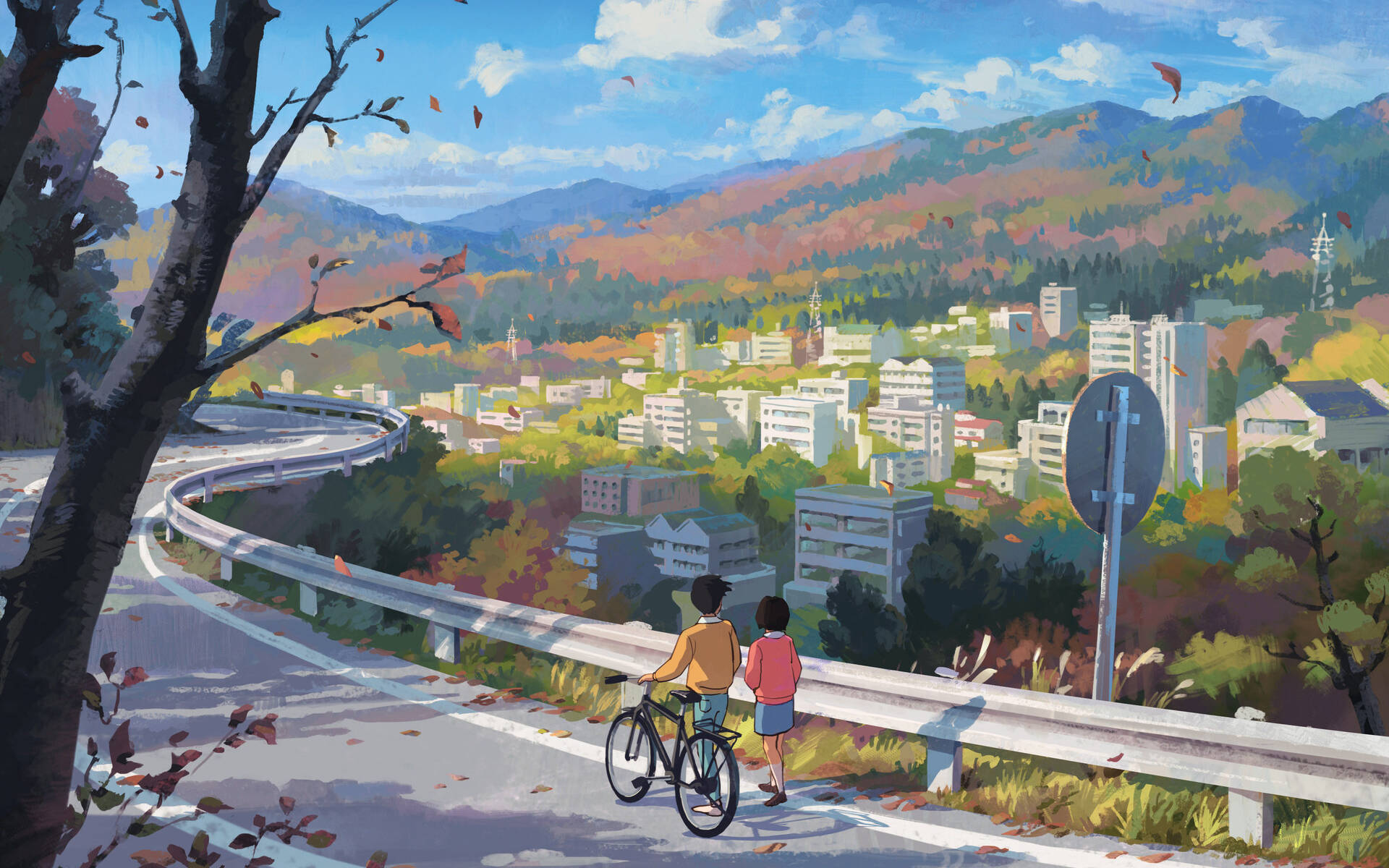 Studio Ghibli Desktop Overlooking Road