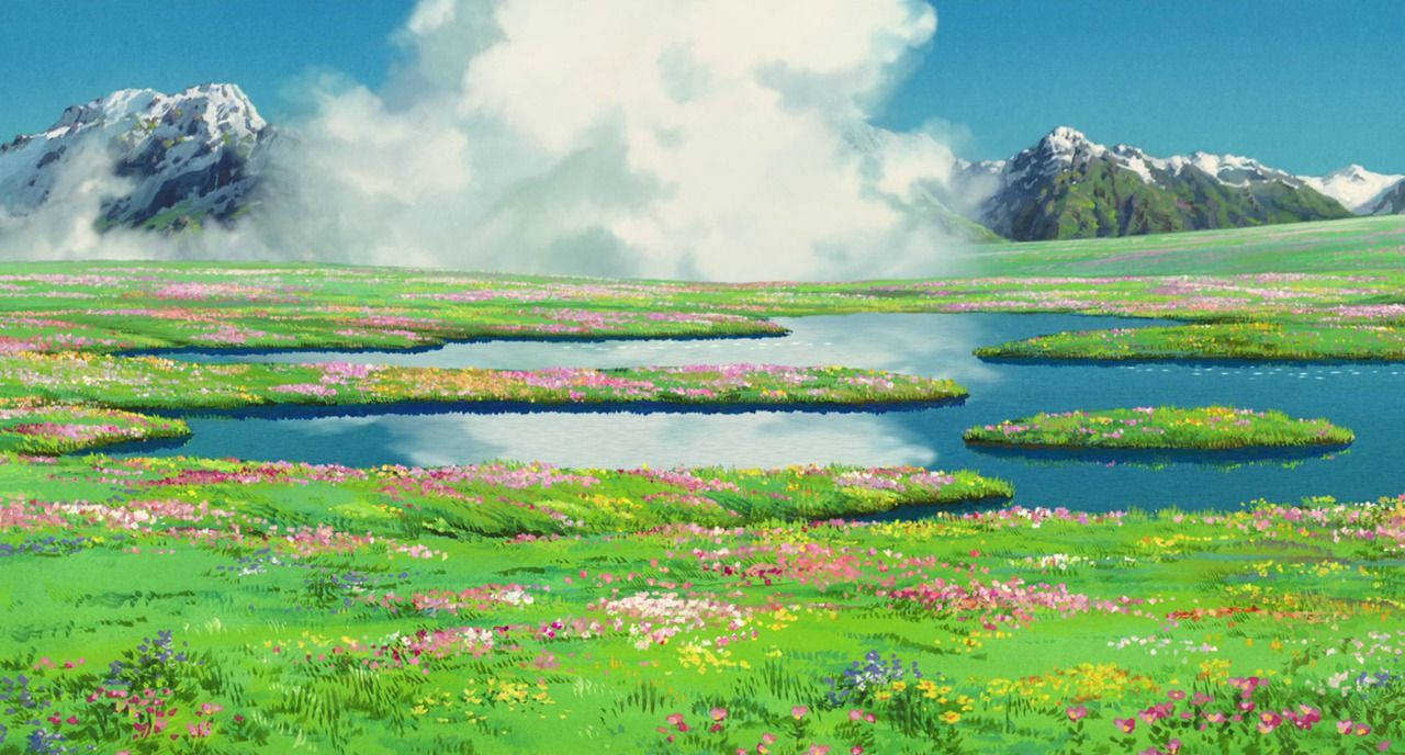 Studio Ghibli Scenery Flower Field