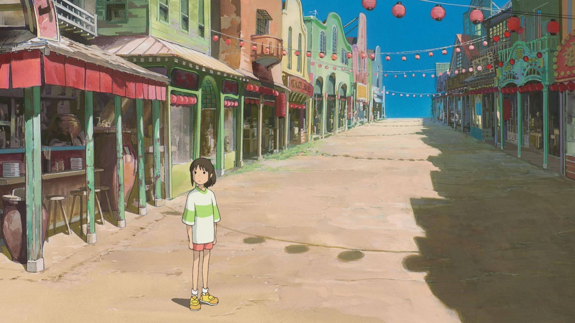 Studio Ghibli Scenery Girl In Abandoned Town