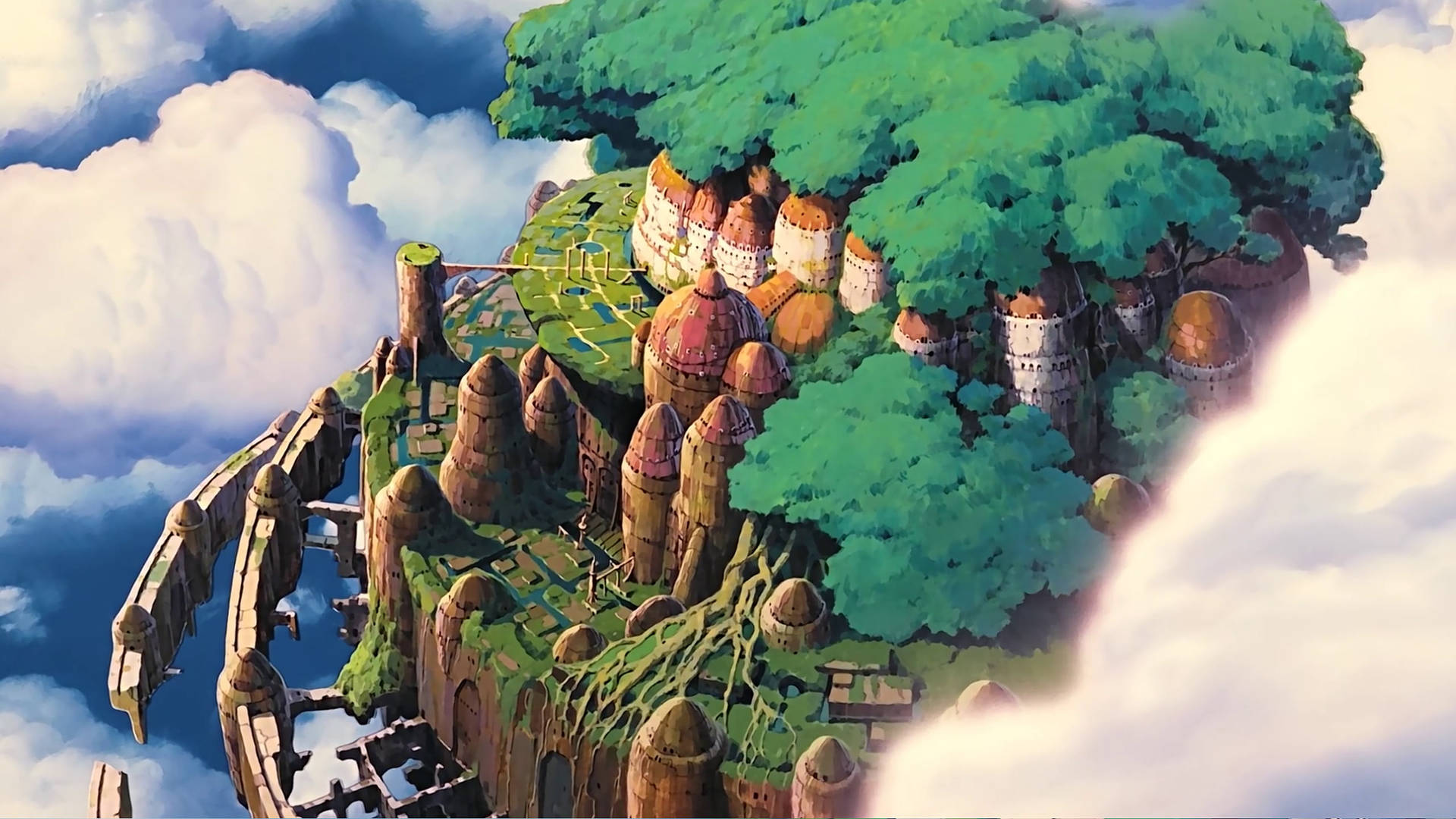 Studio Ghibli Scenery Of Floating Island Background