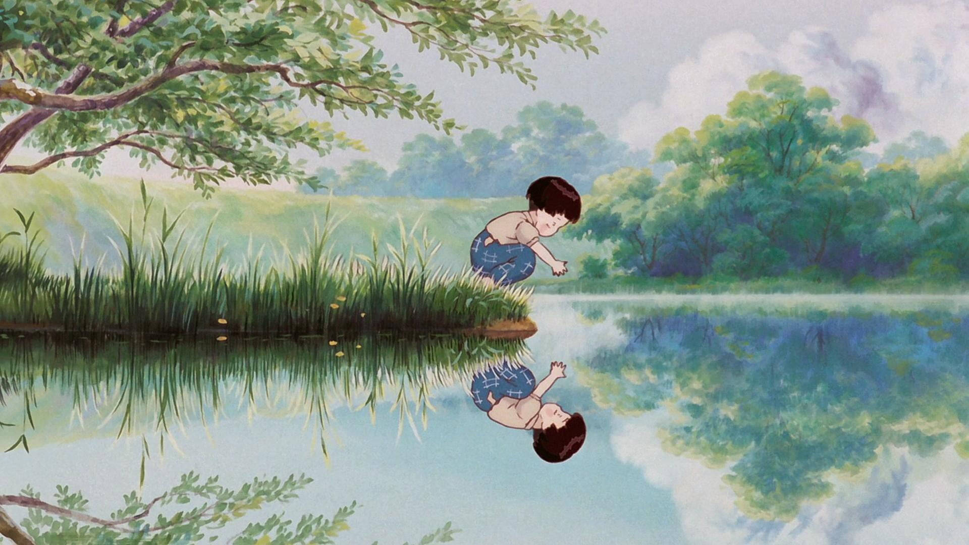 Studio Ghibli Scenery Of Water Reflection Background