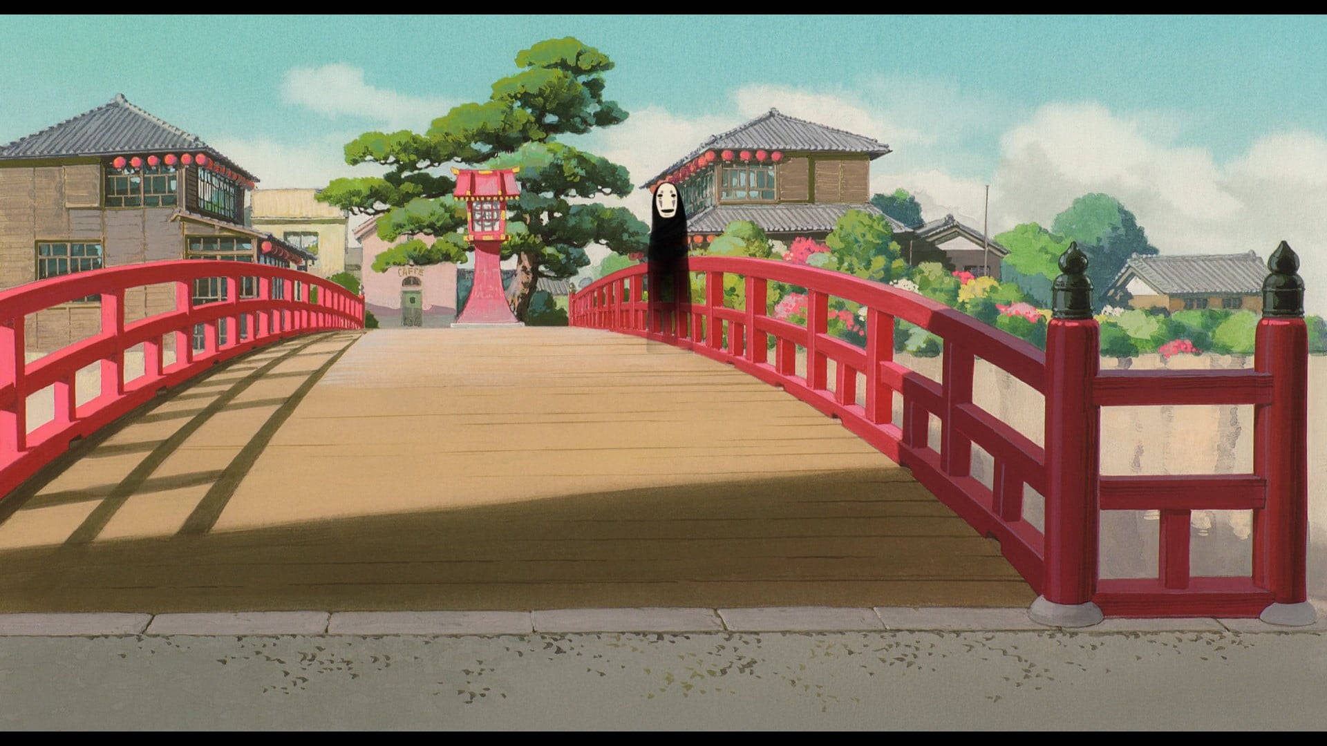 Studio Ghibli Scenery Spirited Away Red Bridge Background