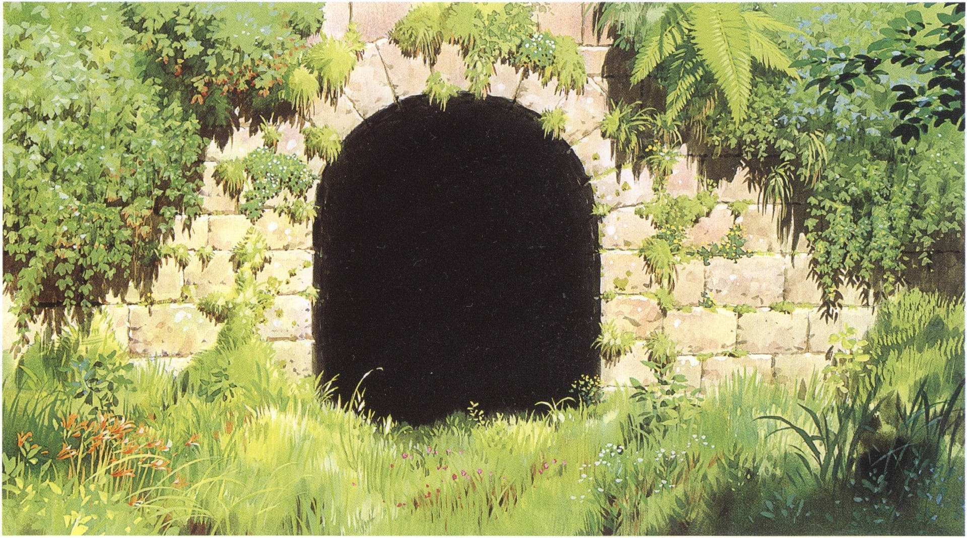 Studio Ghibli Scenery Tunnel Entrance Background