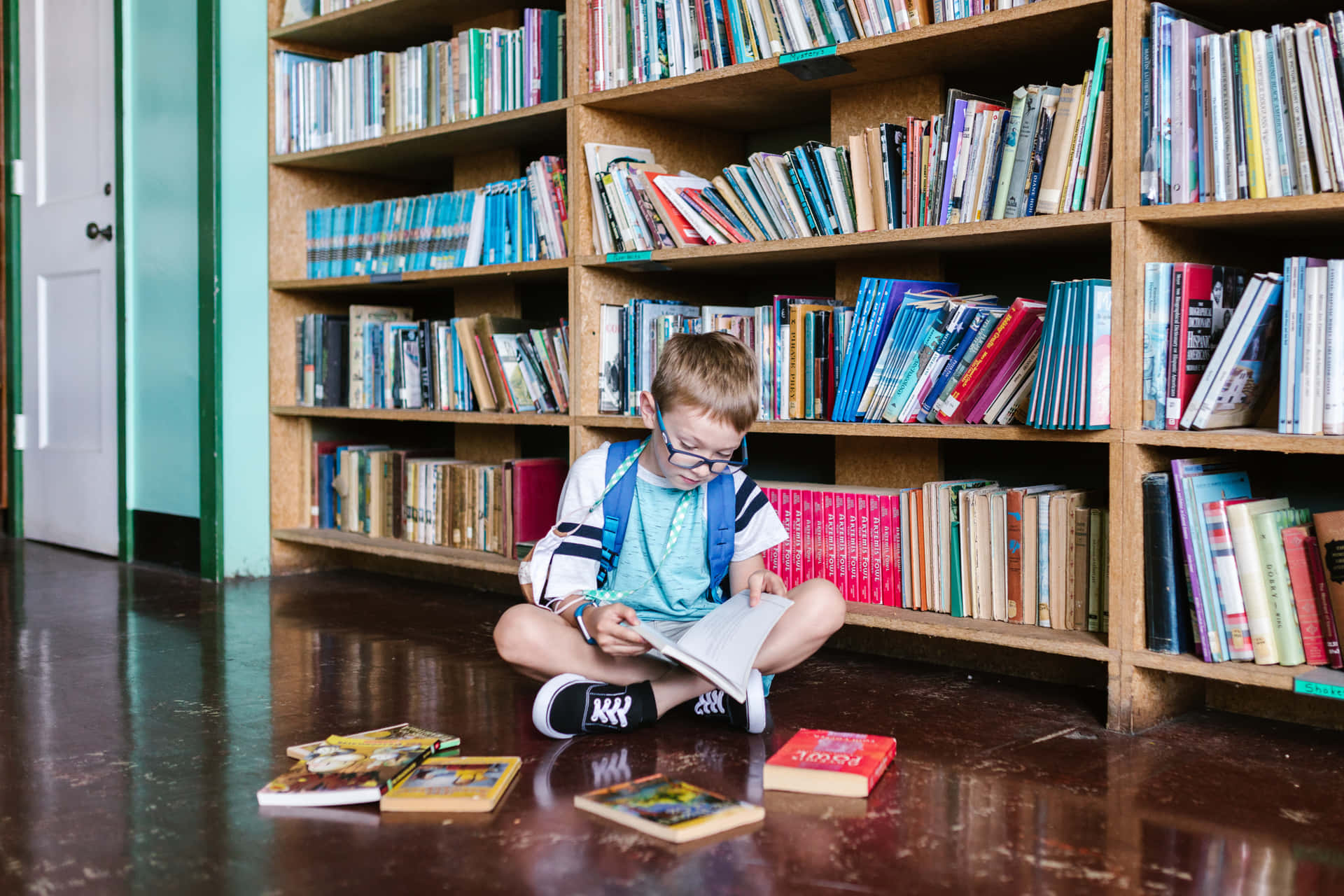 Studious Boy Reading Background