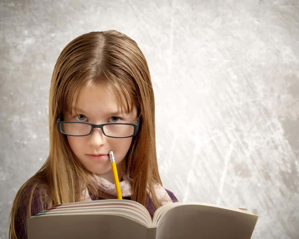 Studious Girl With Eyeglasses