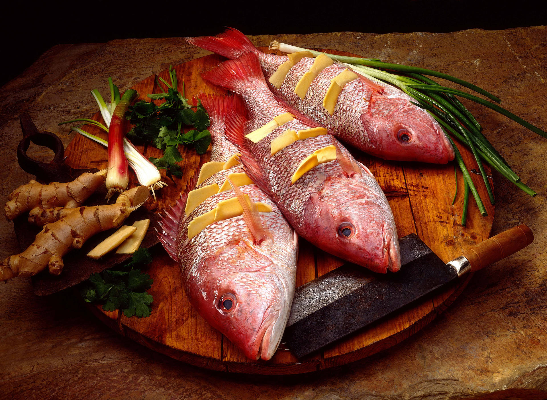 Stuffed Red Snapper Fish Dish Background