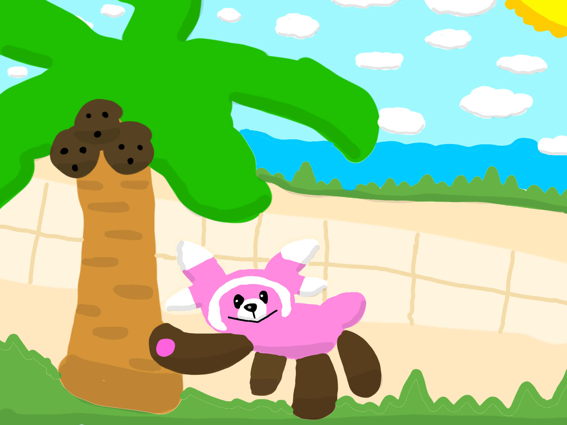 Stufful Under Coconut Tree Background