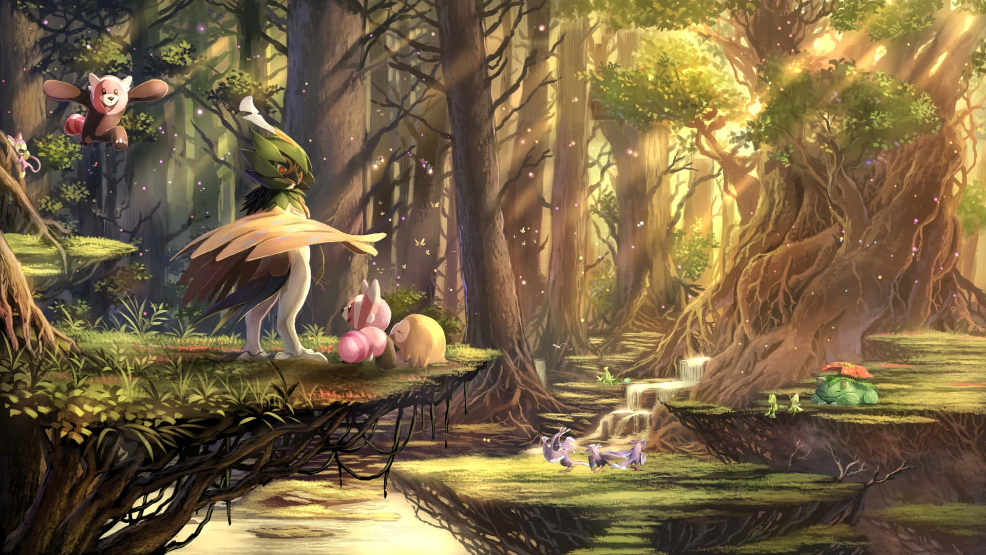 Stufful With Friends In Forest Background