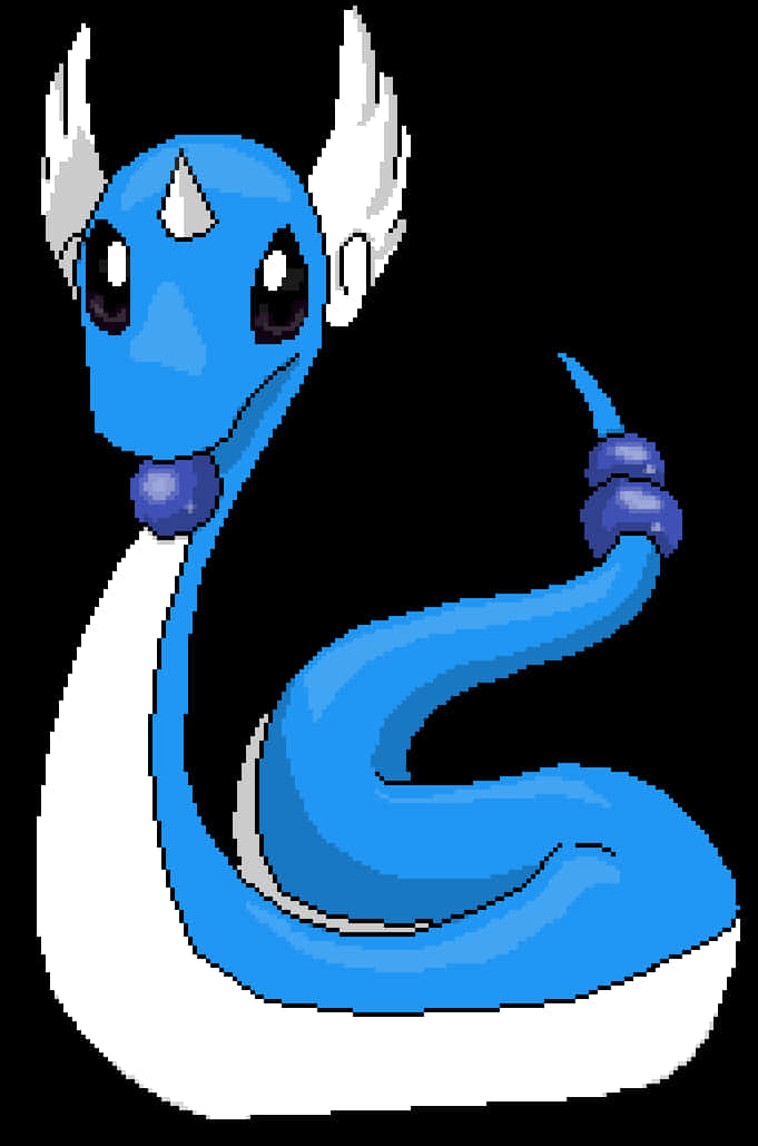 Stunning 2d Illustration Of Dragonair Against A Pure White Backdrop Background