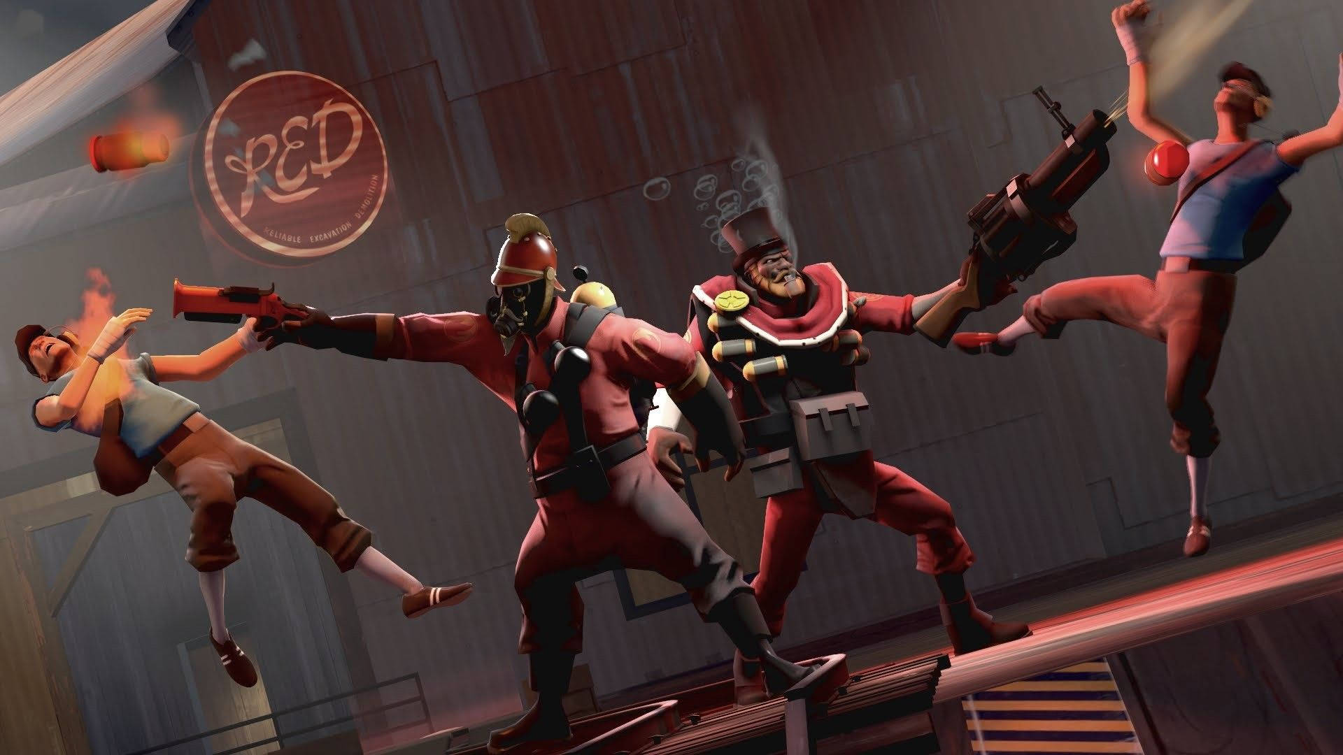Stunning Action Shot Of Demoman And Pyro From Team Fortress 2