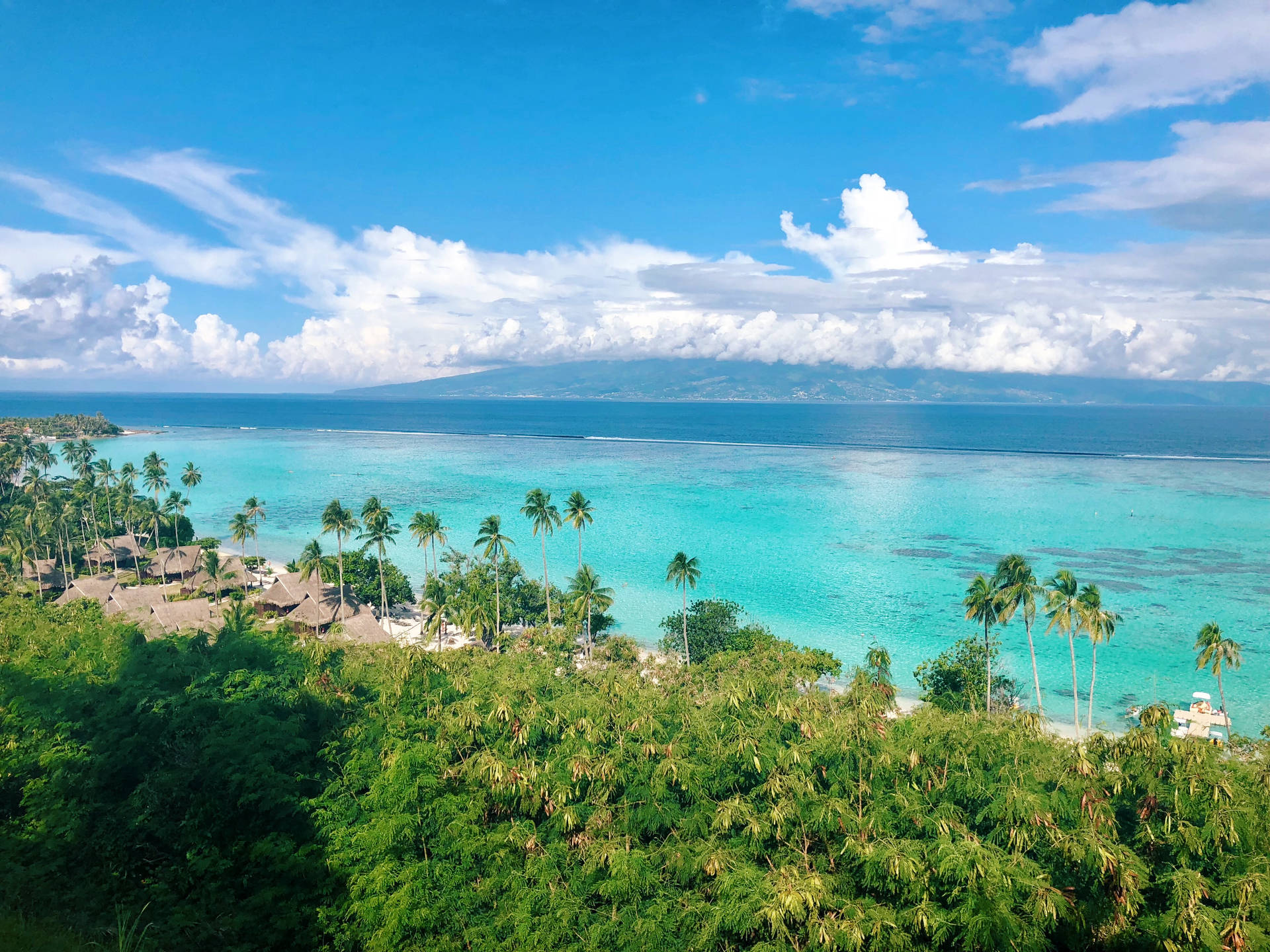 Stunning Aerial View Of French Polynesia Background