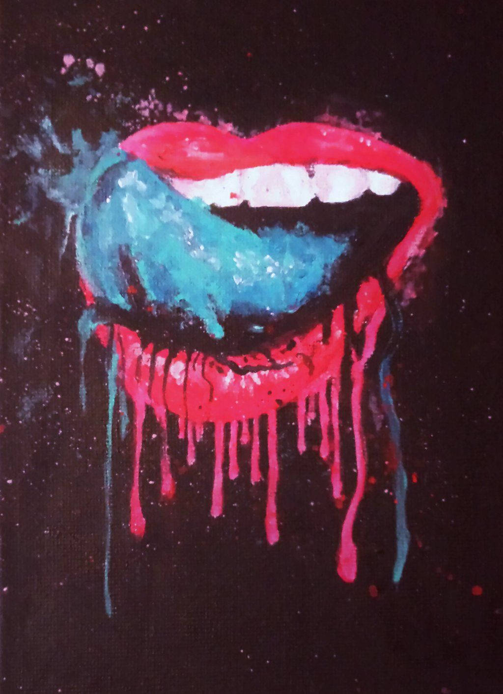 Stunning Artwork Of A Cool Dripping Mouth Background