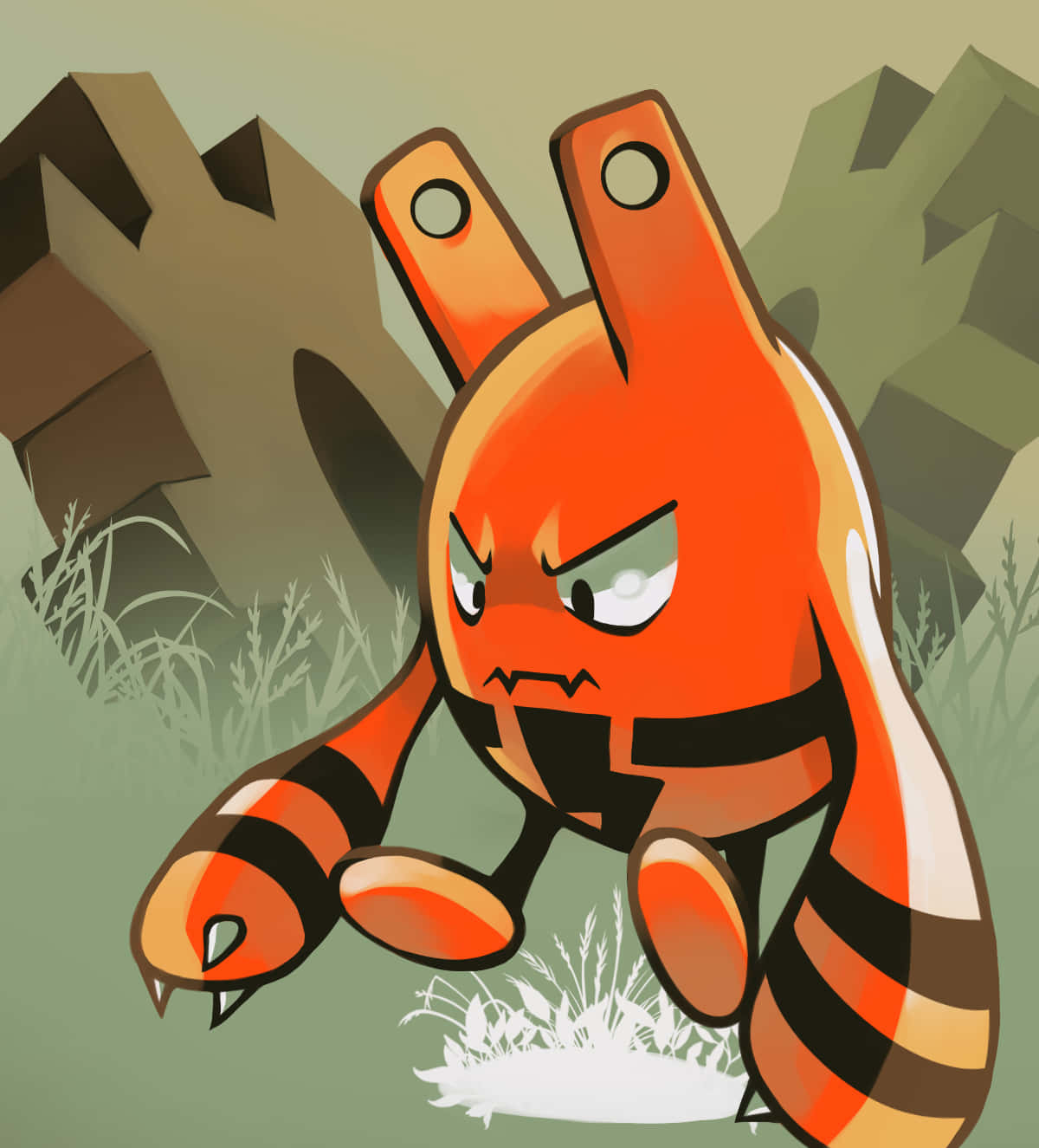 Stunning Artwork Of Orange Elekid In Action