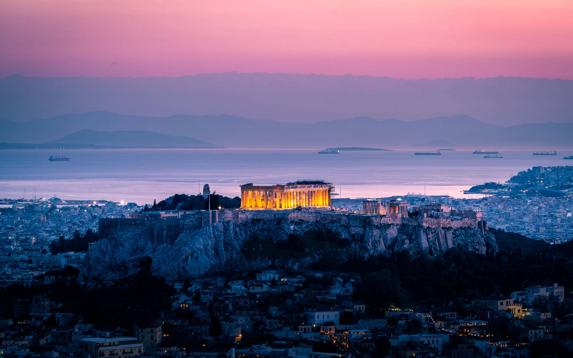 Stunning Athens Ruins In Sunset