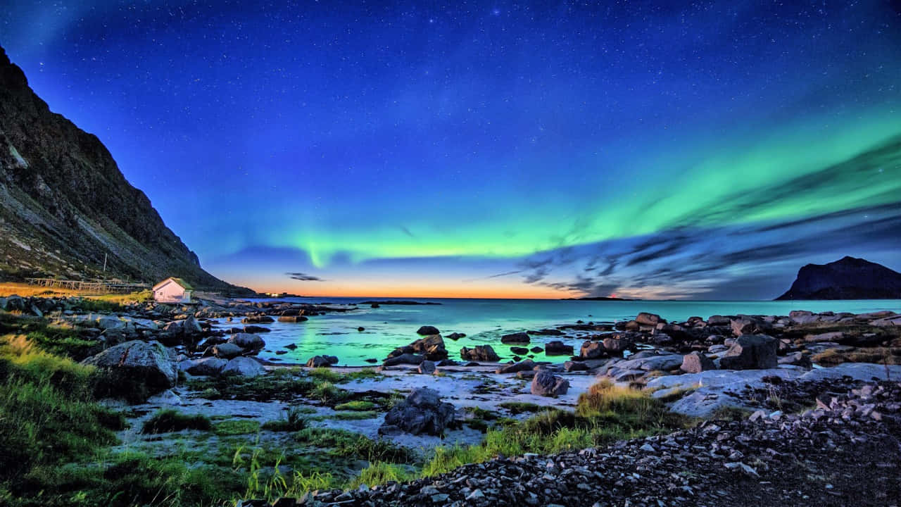 Stunning Aurora Borealis In The Night Sky