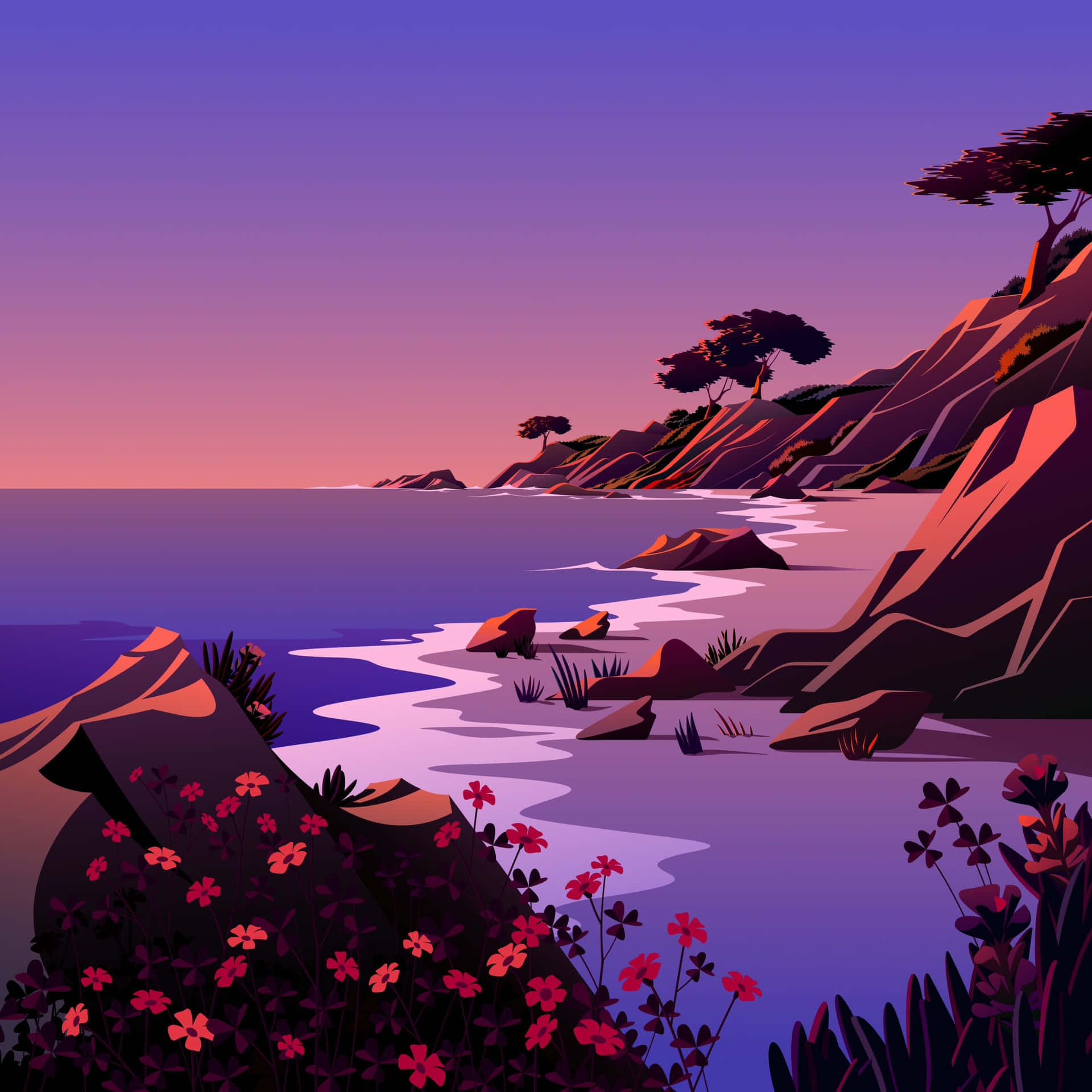 Stunning Beach Illustration Background