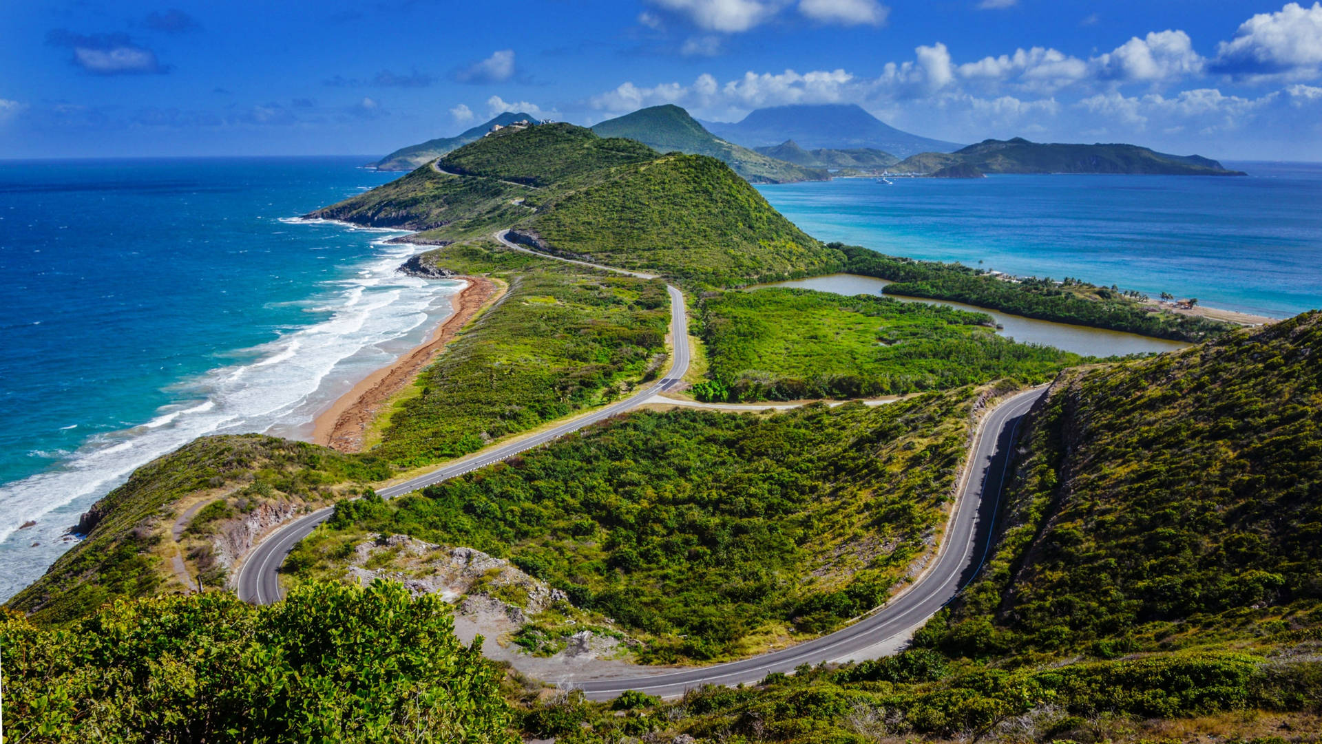 Stunning Bird's Eye View Of St Kitts And Nevis Background