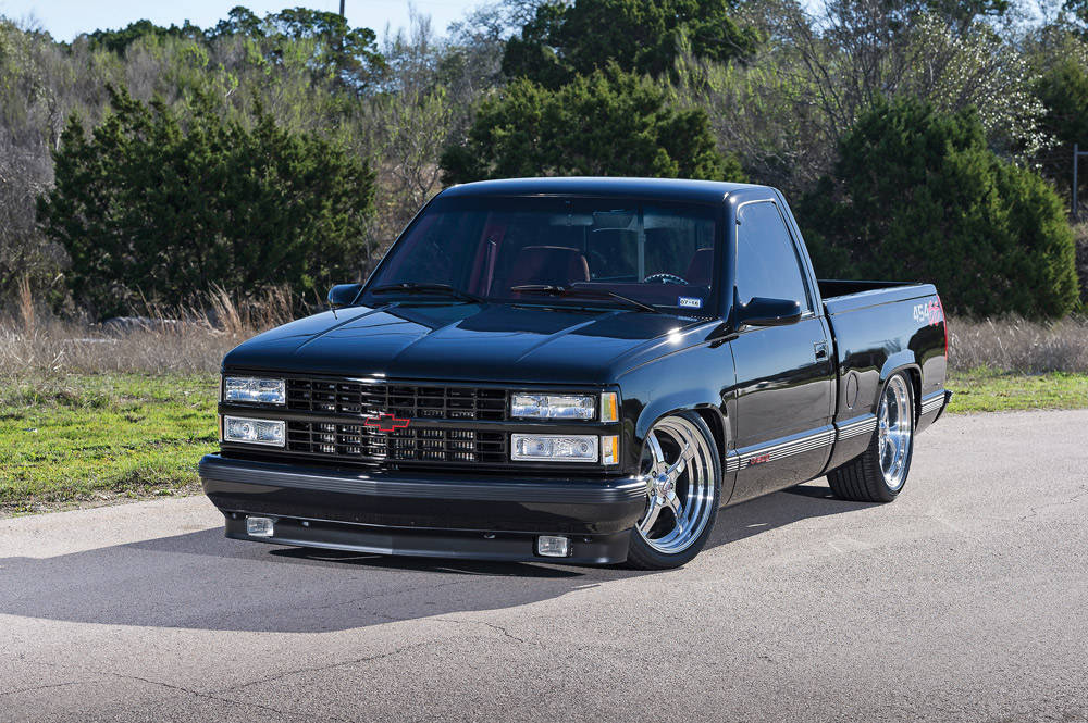 Stunning Black Dropped Truck In Minimalistic Style