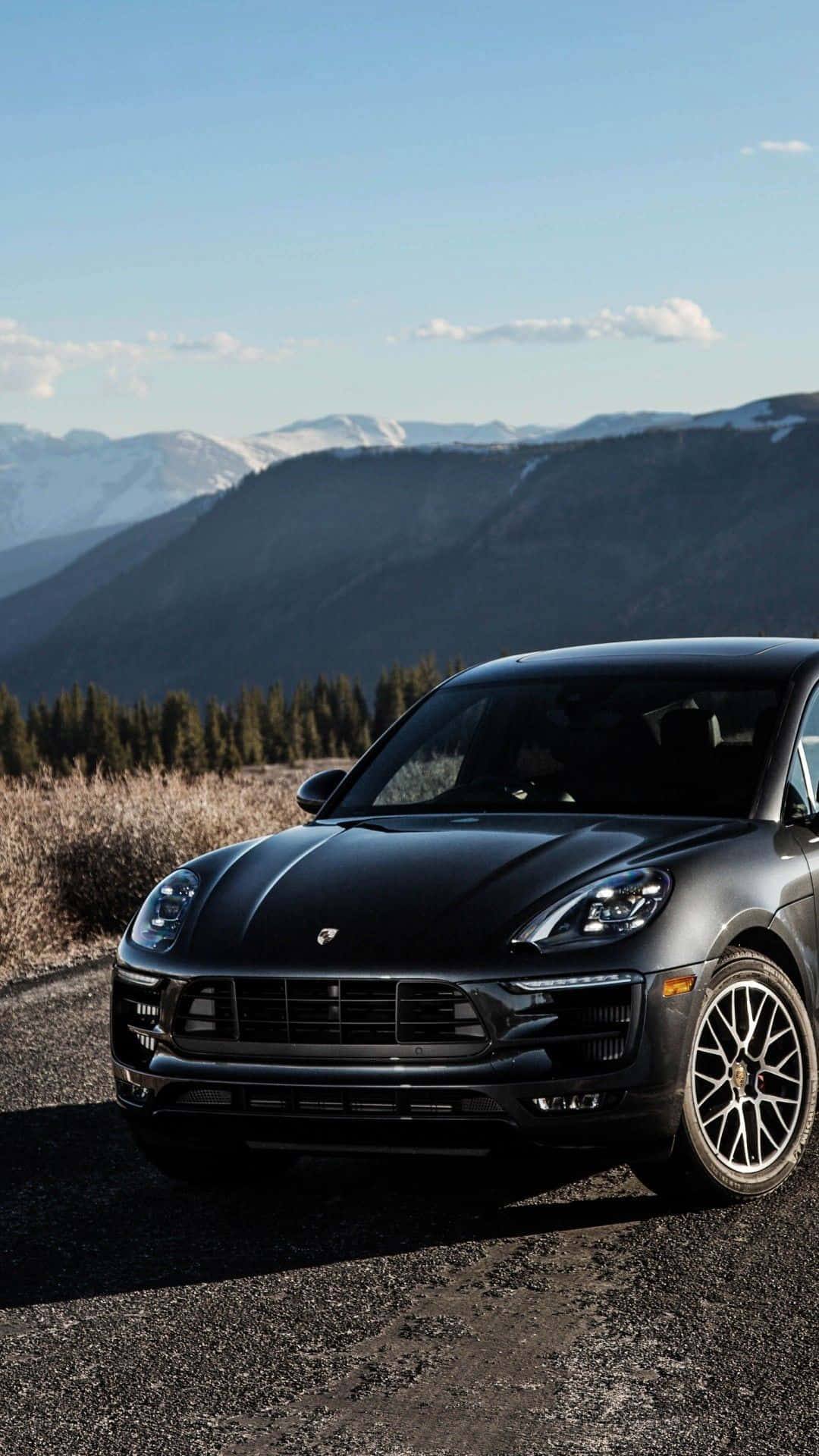Stunning Black Porsche On City Street Background