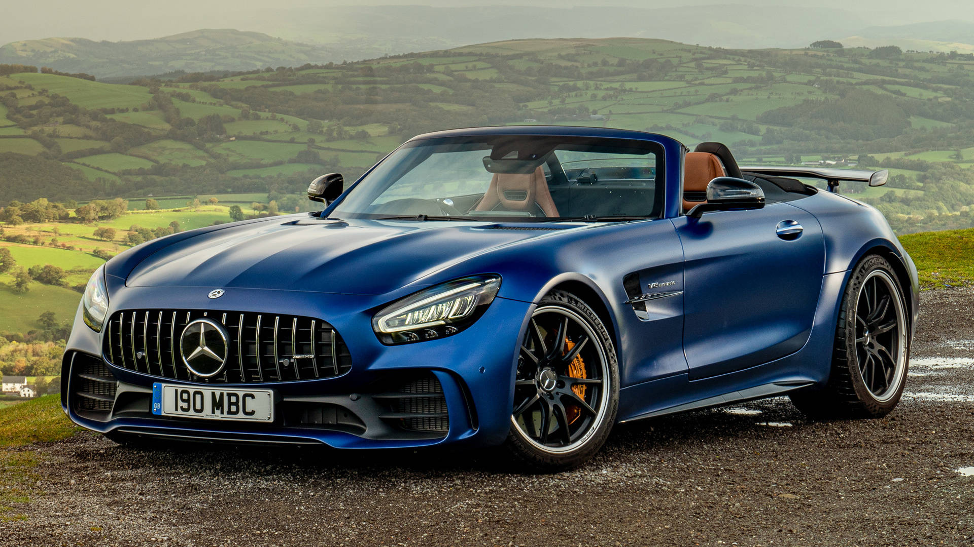 Stunning Blue Convertible Mercedes-amg Gt R Background