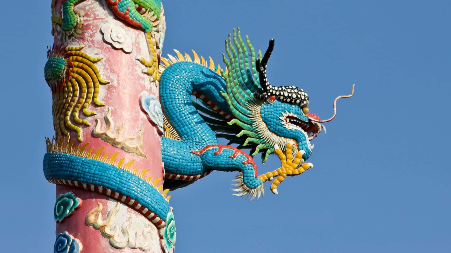 Stunning Blue Dragon In Flight Background