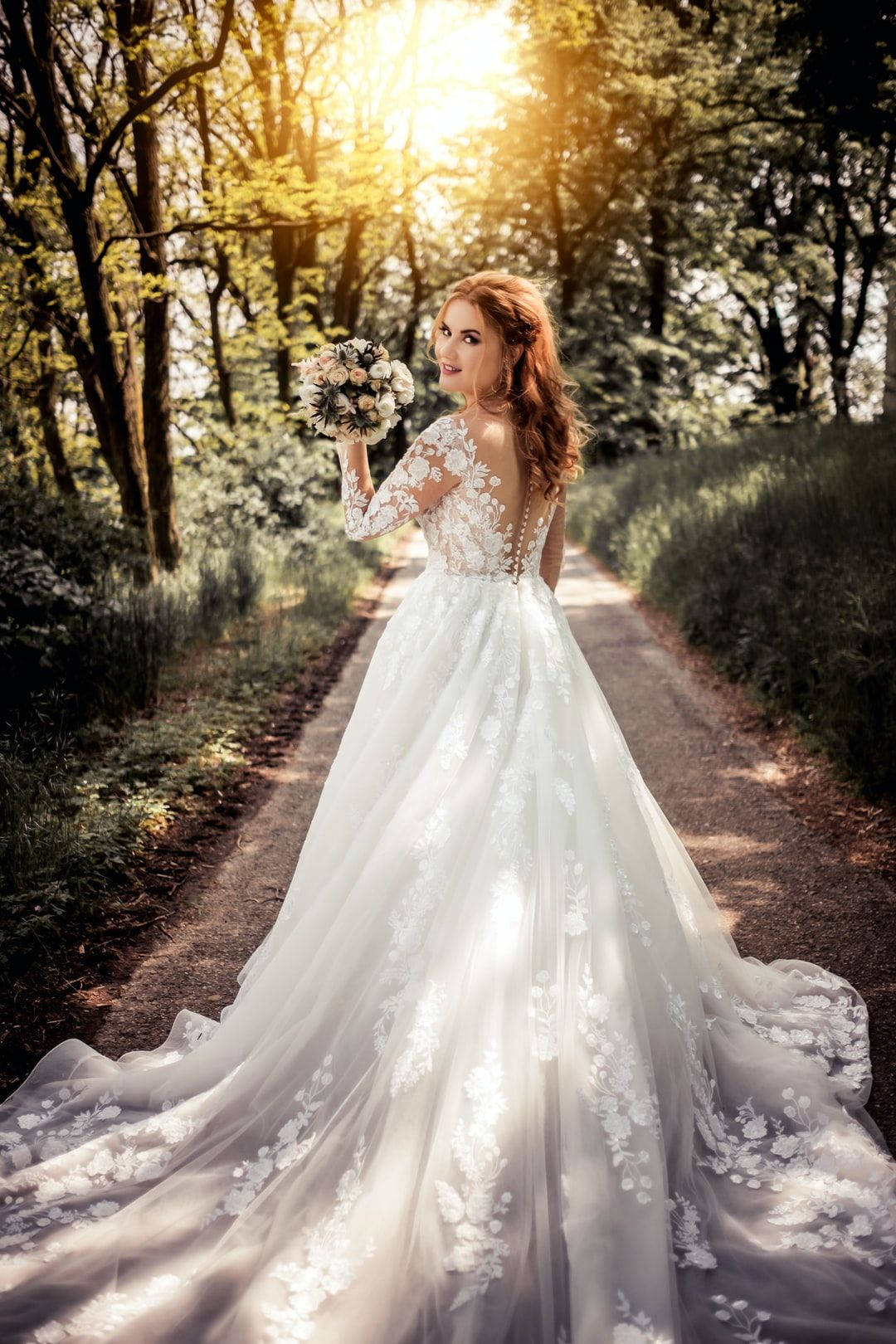 Stunning Bride In The Garden Background