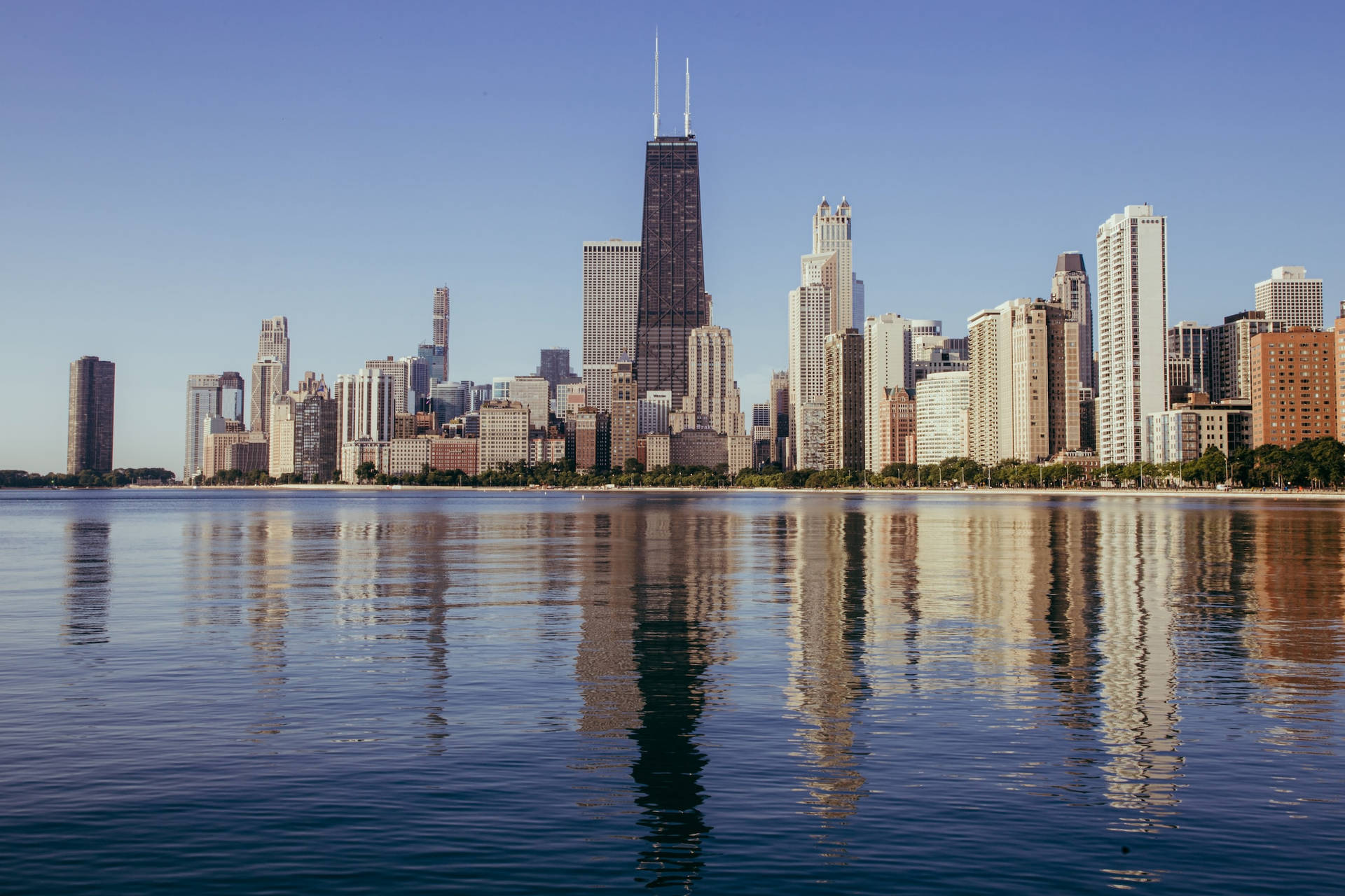 Stunning Chicago Skyline From North Avenue Beach Background