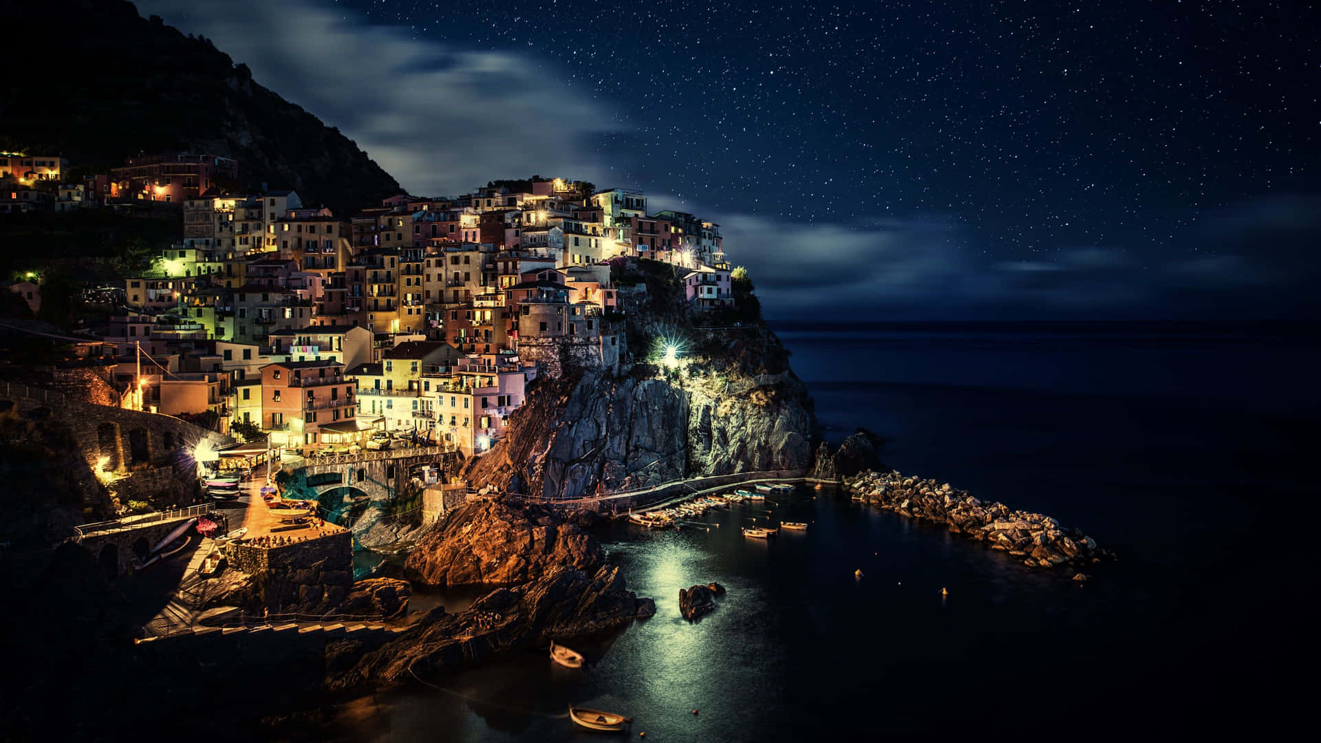 Stunning City On A Cliff Background