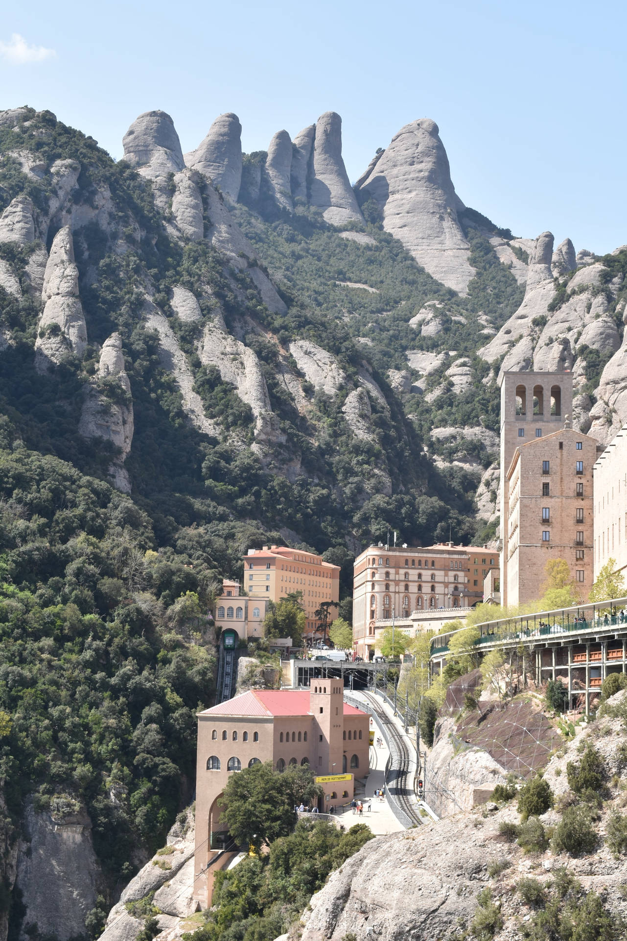 Stunning Cliffside View Of Montserrat Monasteries Background