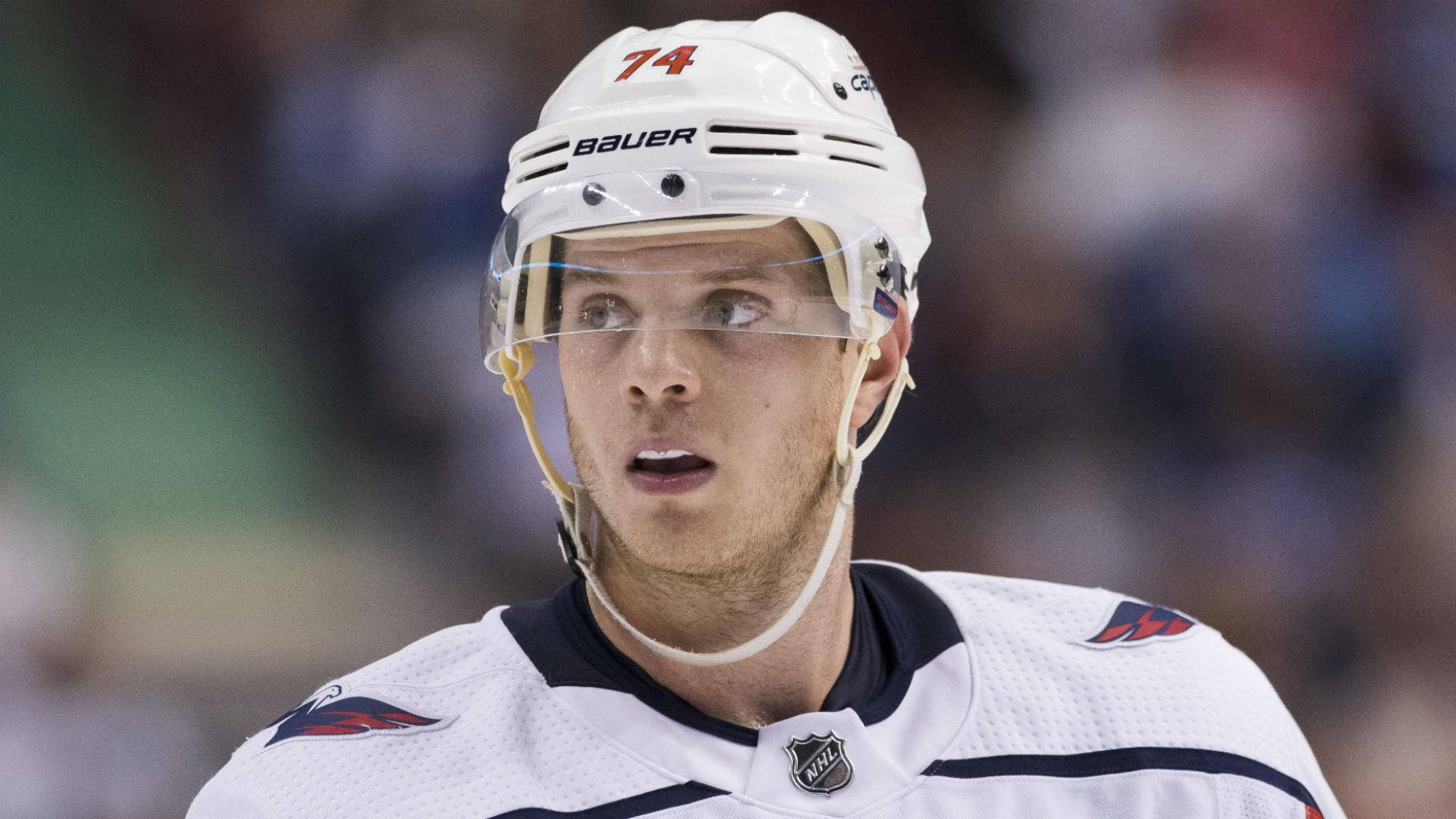 Stunning Close-up Of Washington Capitals Player John Carlson Background