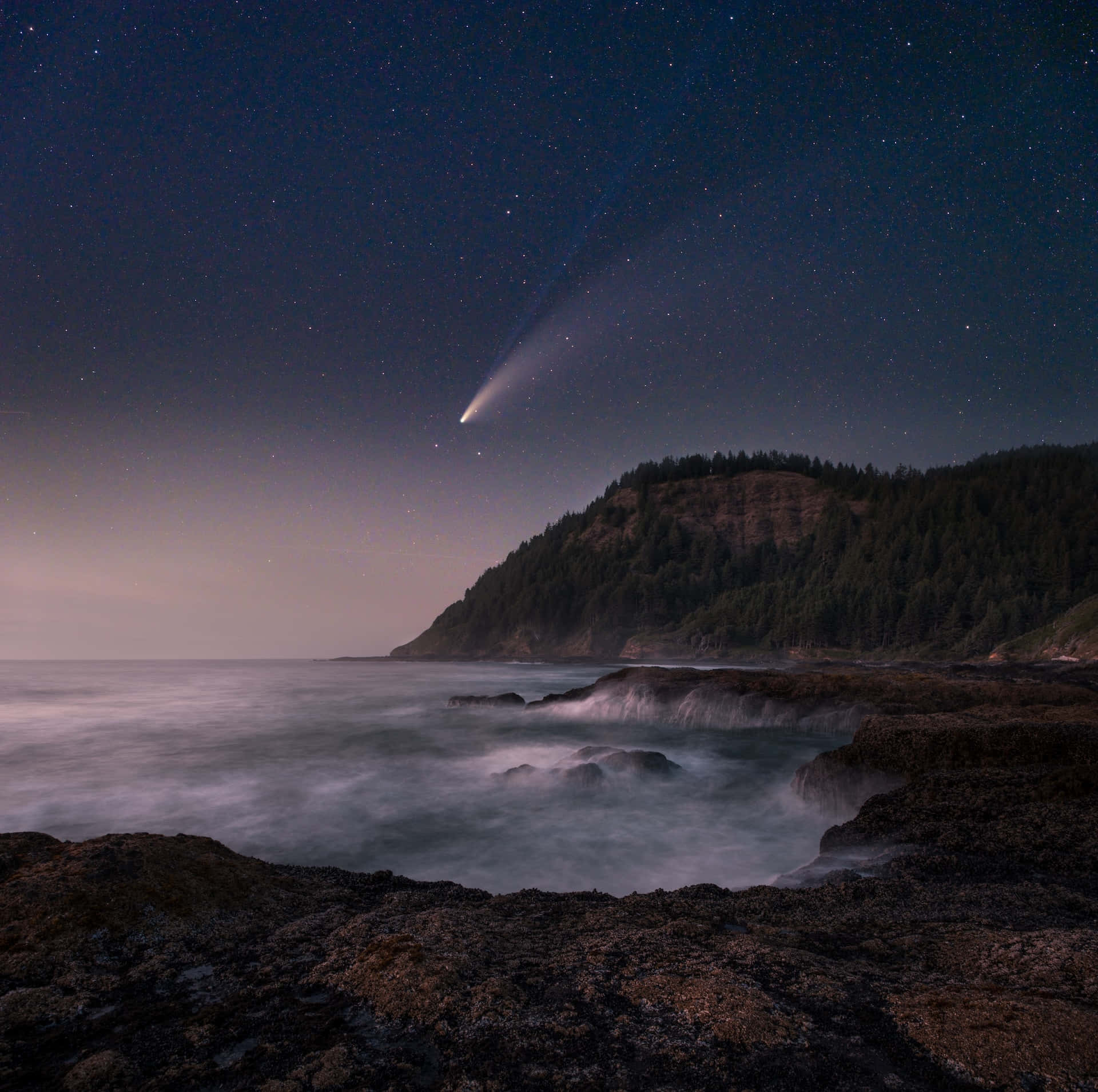 Stunning Comet Illuminating The Night Sky Background