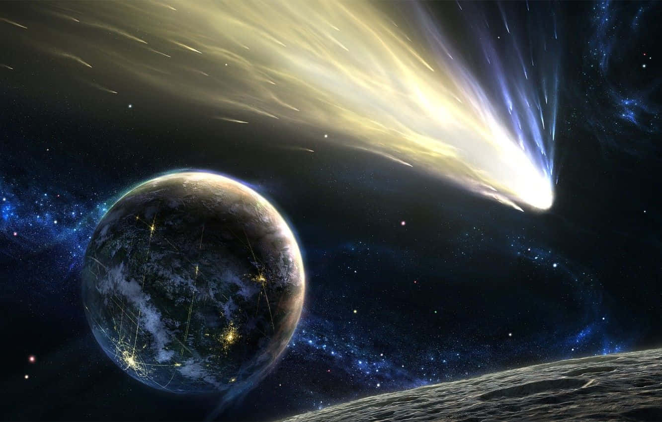 Stunning Comet Passing Through Space Background