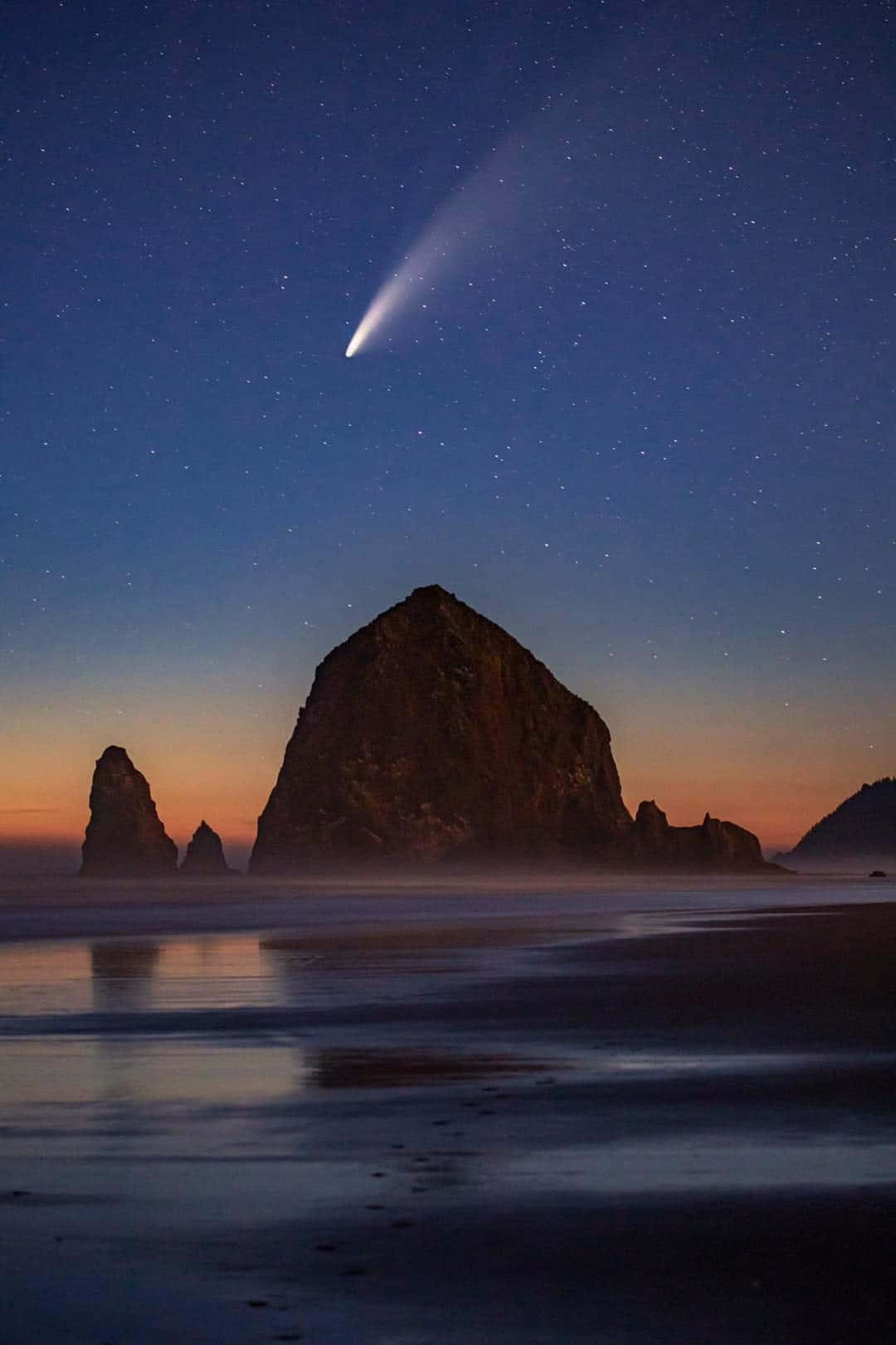 Stunning Comet Streaking Across The Night Sky Background