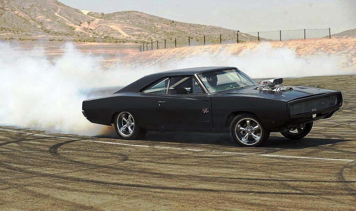 Stunning Dodge Charger In Midnight Blue Speeding On An Open Road