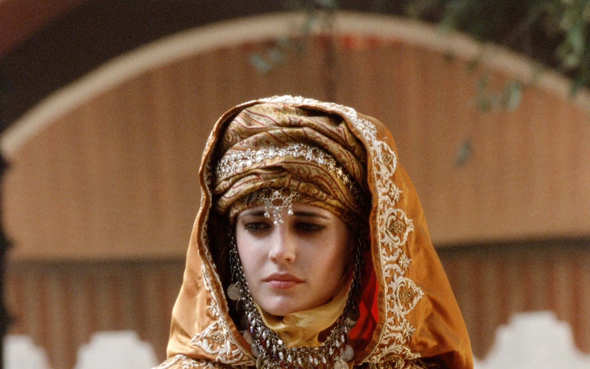 Stunning Eva Green Posing Elegantly Background