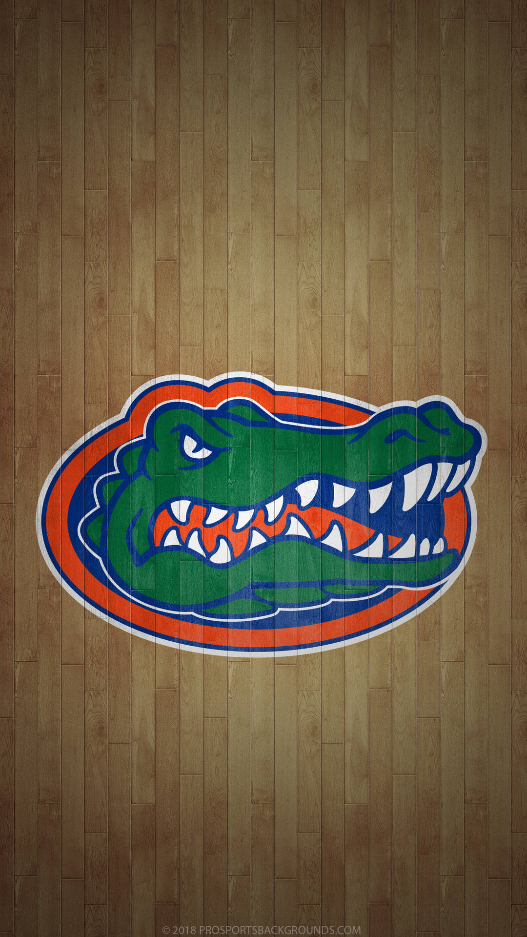 Stunning Florida Gators Logo On Wooden Basketball Court Background