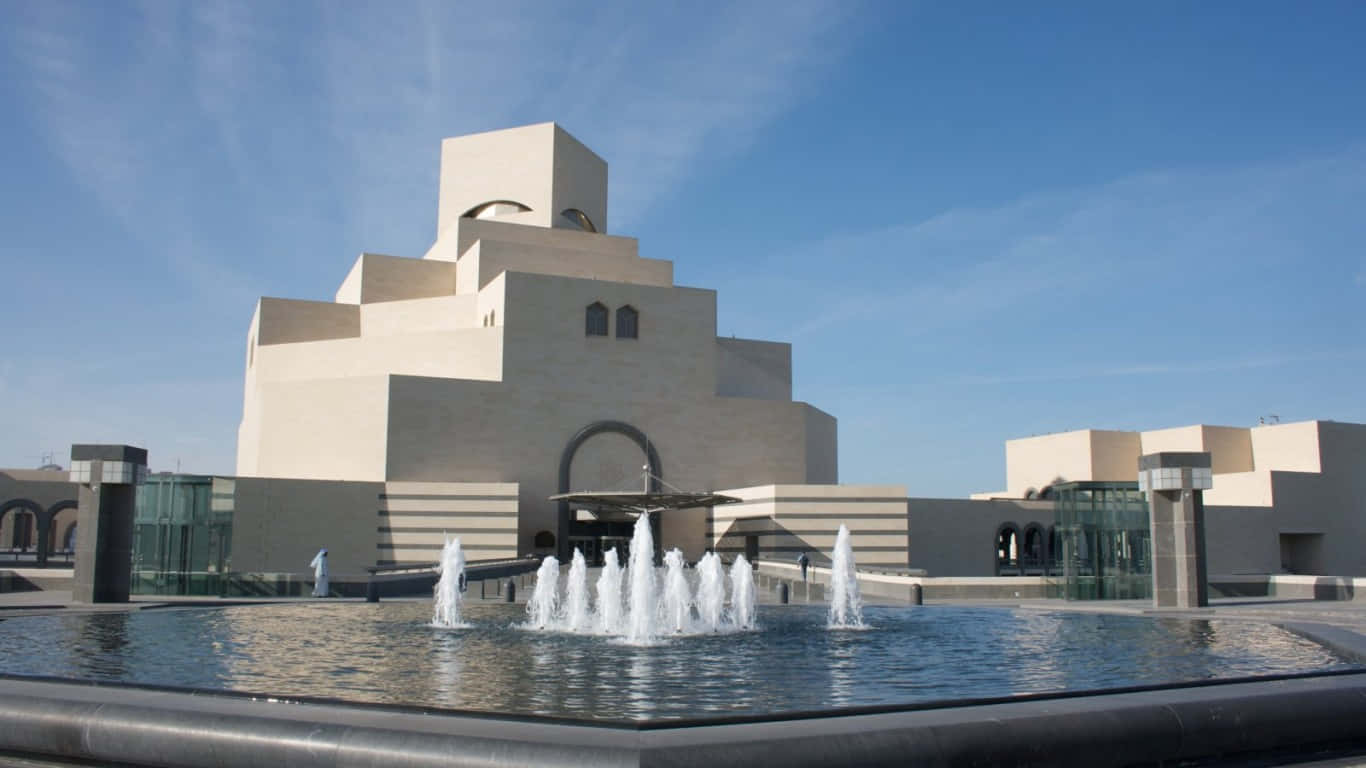 Stunning Fountain View At The Museum Of Islamic Art. Background