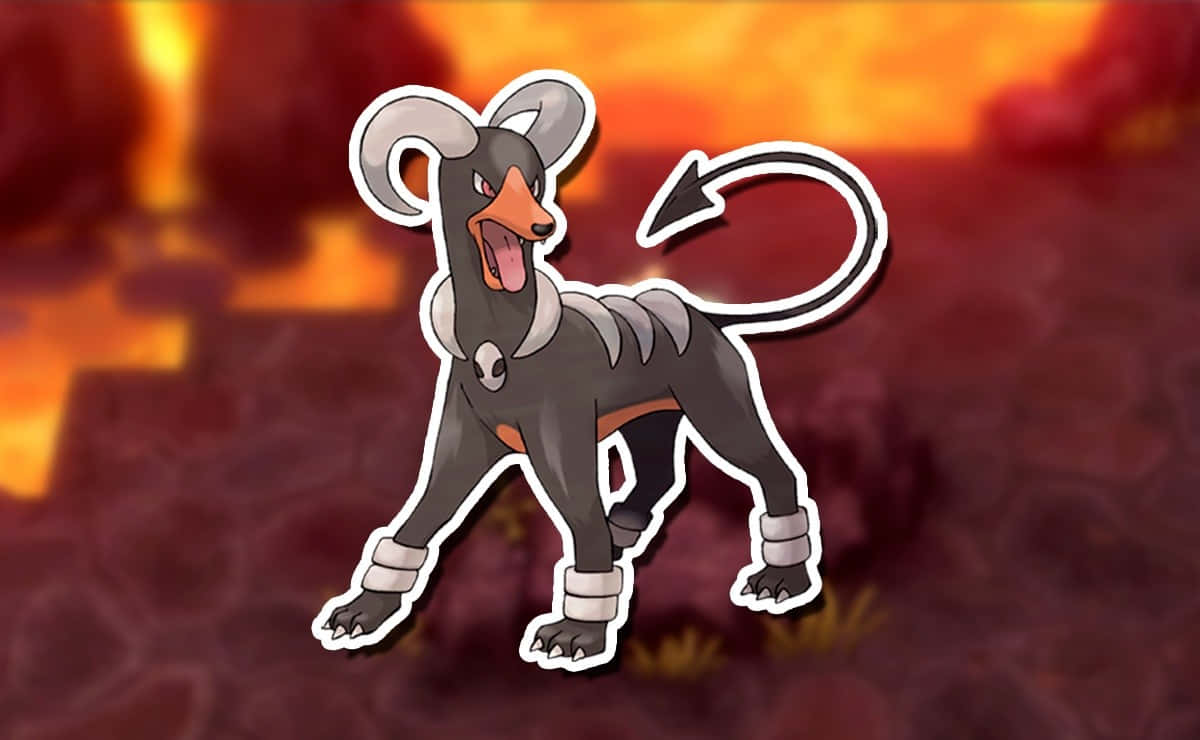 Stunning Houndour Ready For Action In A Pokemon Battle Background