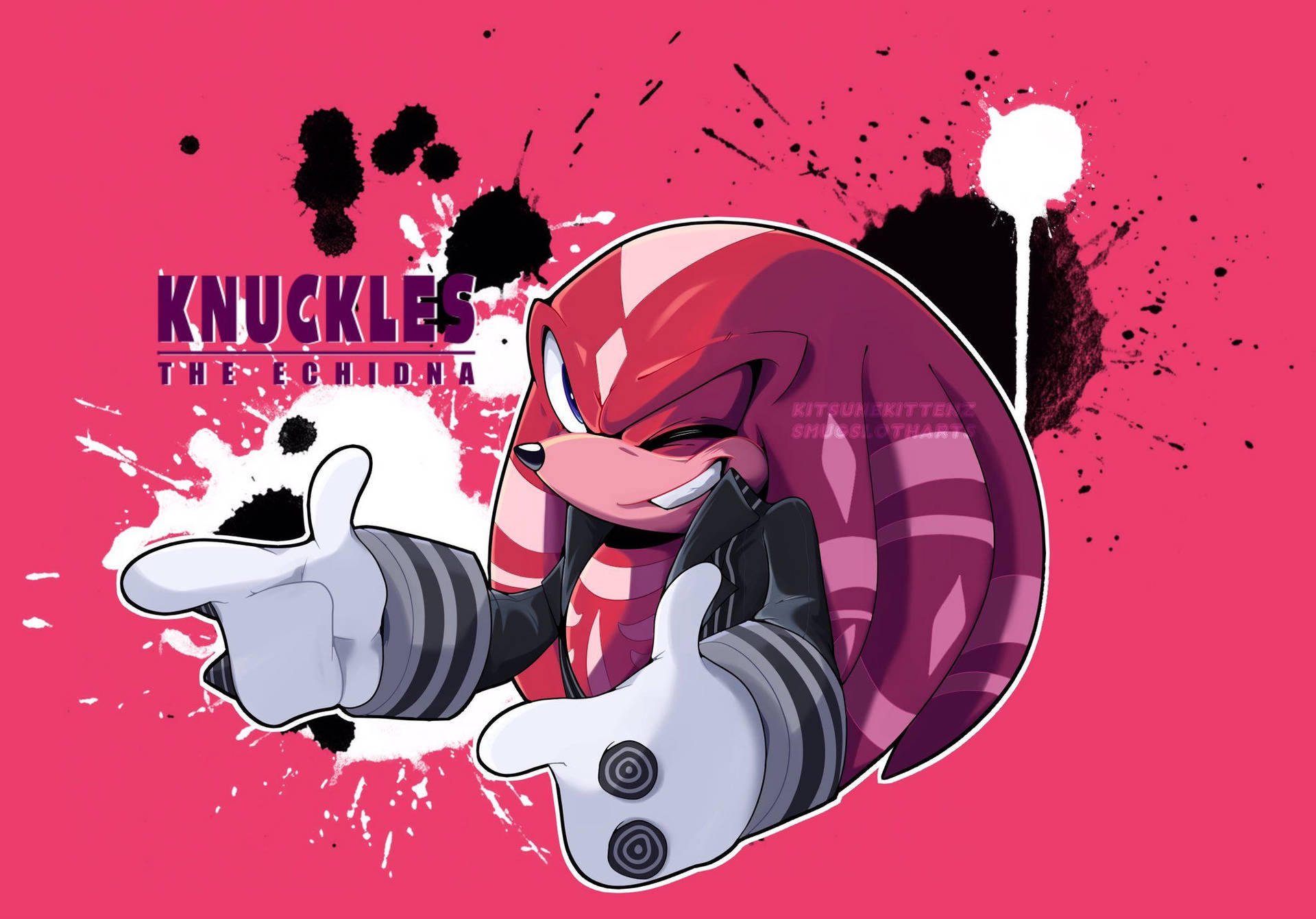 Stunning Illustration Of Knuckles The Echidna In Pink Tone Background