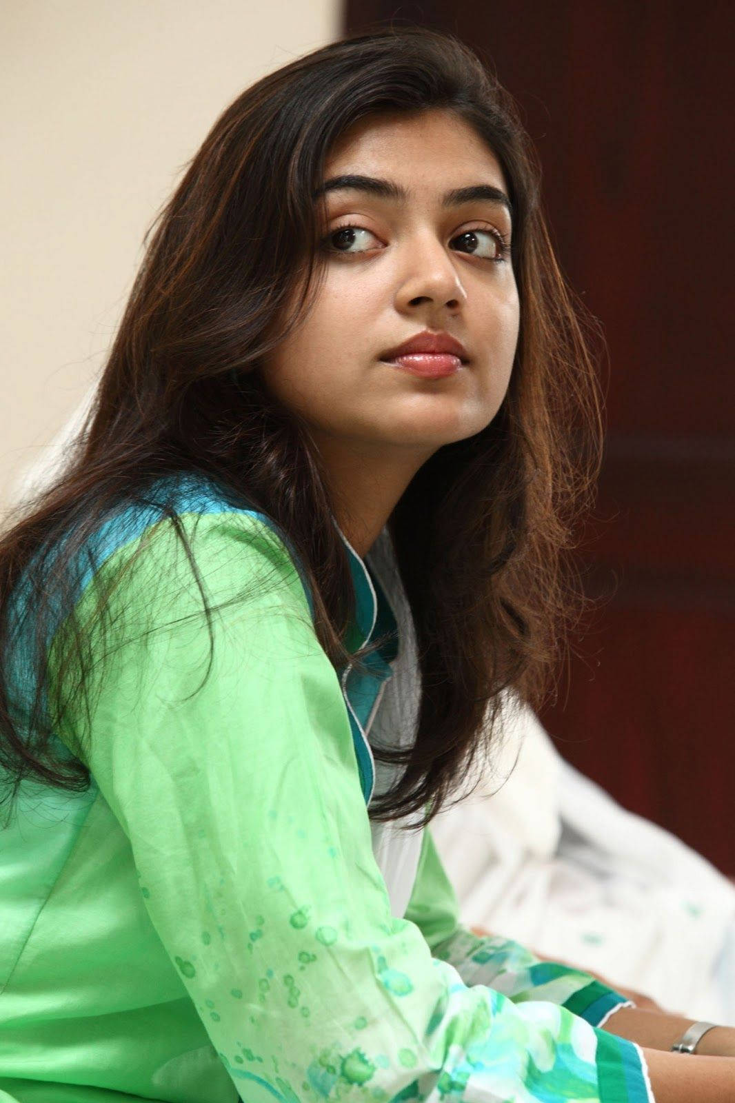 Stunning Image Of Beautiful Nazriya With Long, Brown Hair In Hd Background