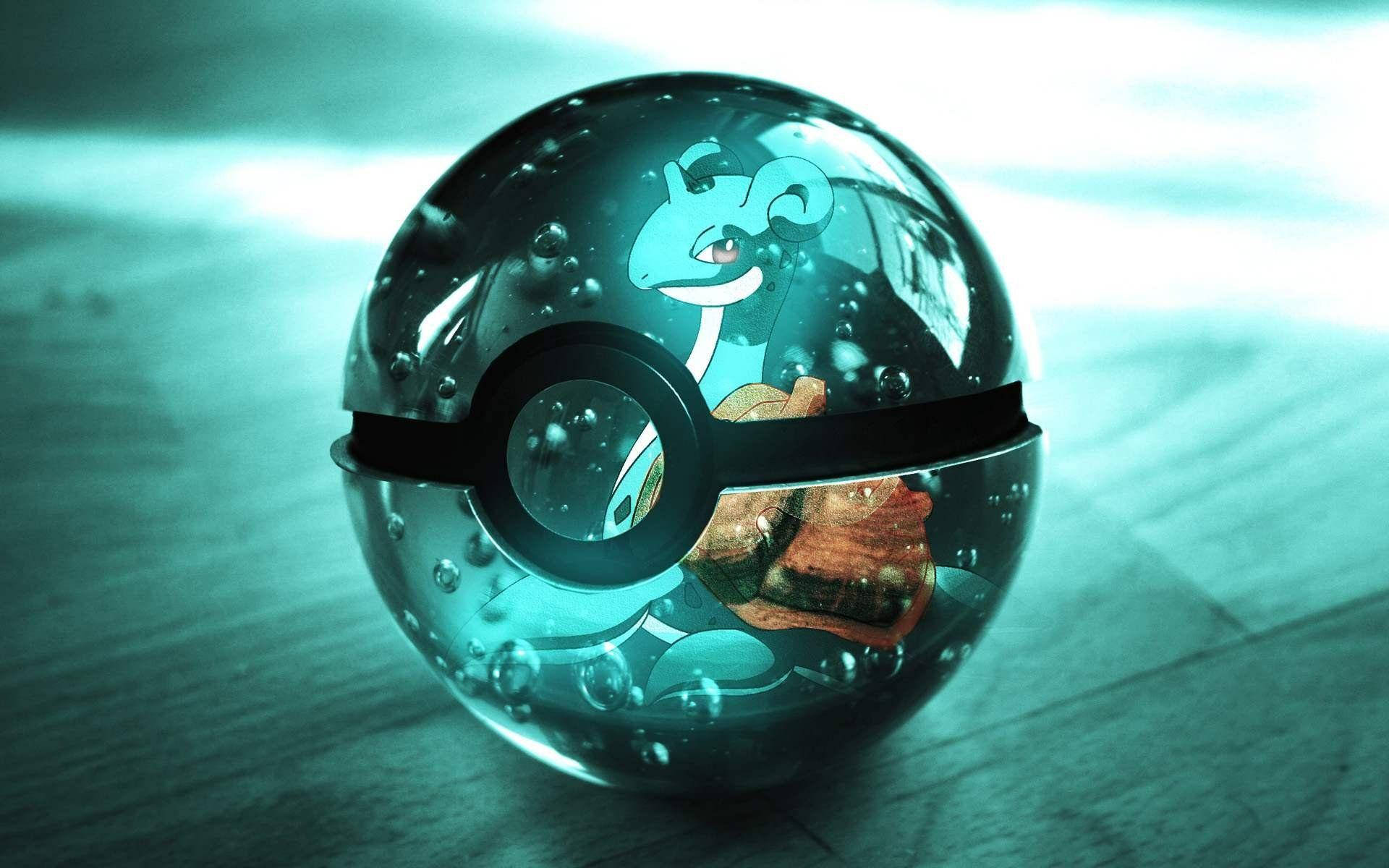 Stunning Image Of Lapras Captured Inside A Transparent Poke Ball Background