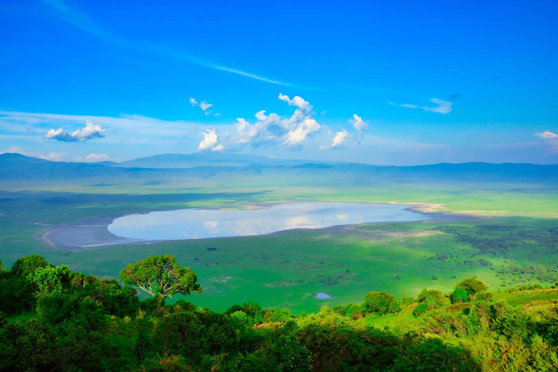 Stunning Image Of Ngorongoro Crater Lake Magadi Background