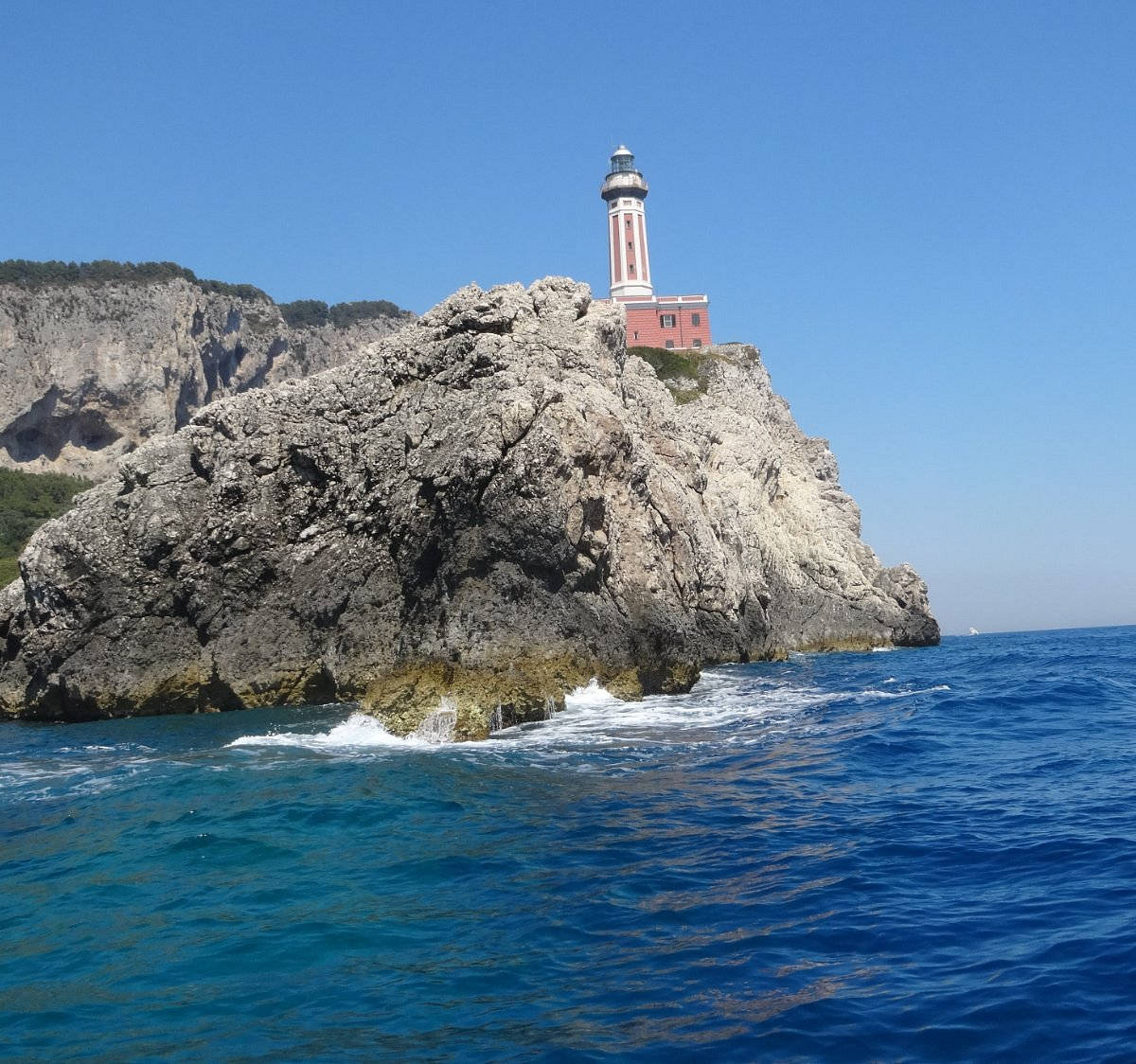 Stunning Lighthouse On Capri Island, Italy Background
