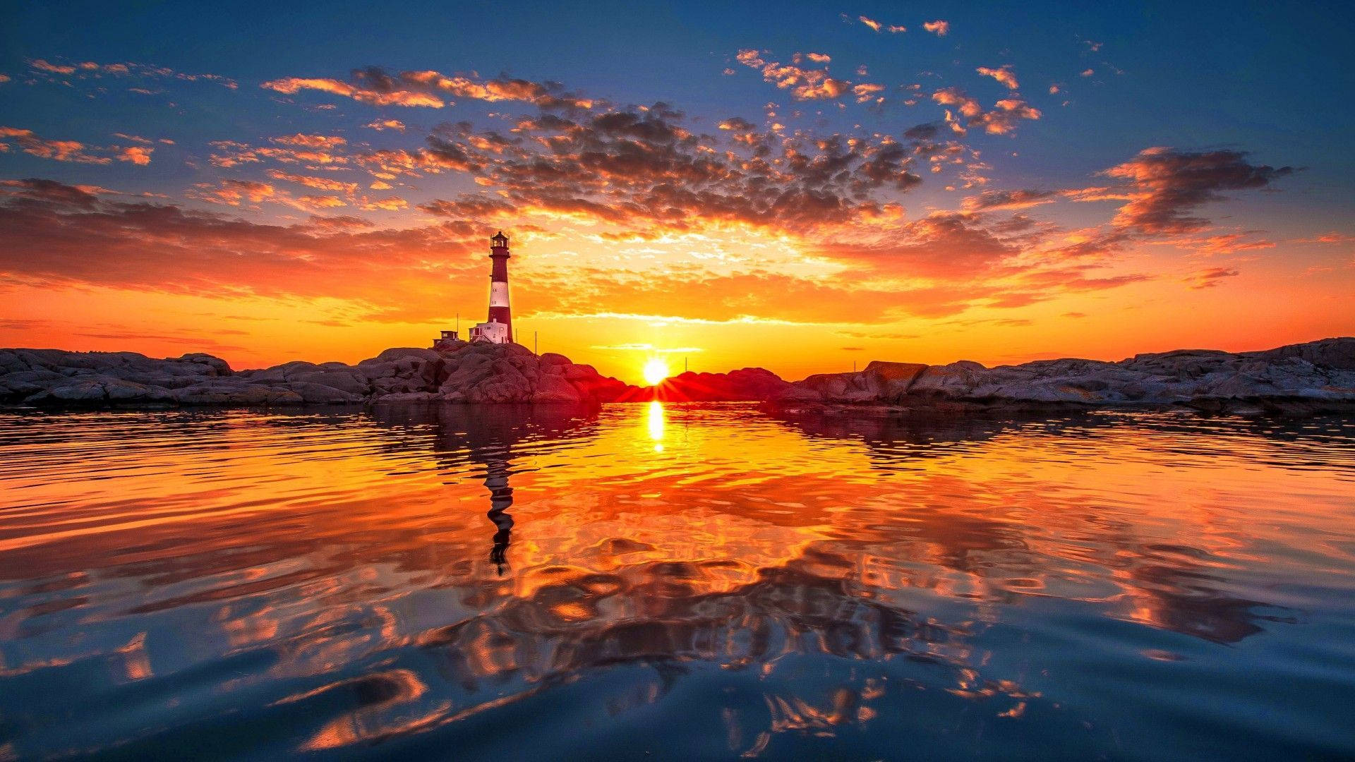 Stunning Lighthouse Sunset Background