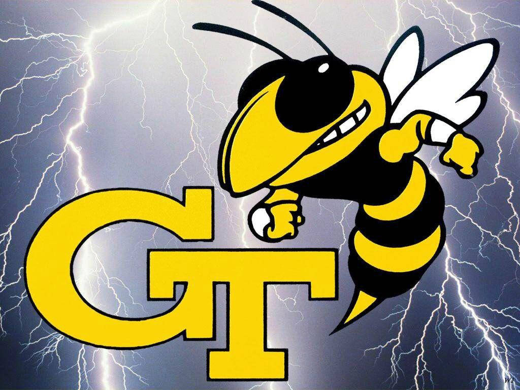 Stunning Lightning Over Georgia Tech With Buzz Mascot Background