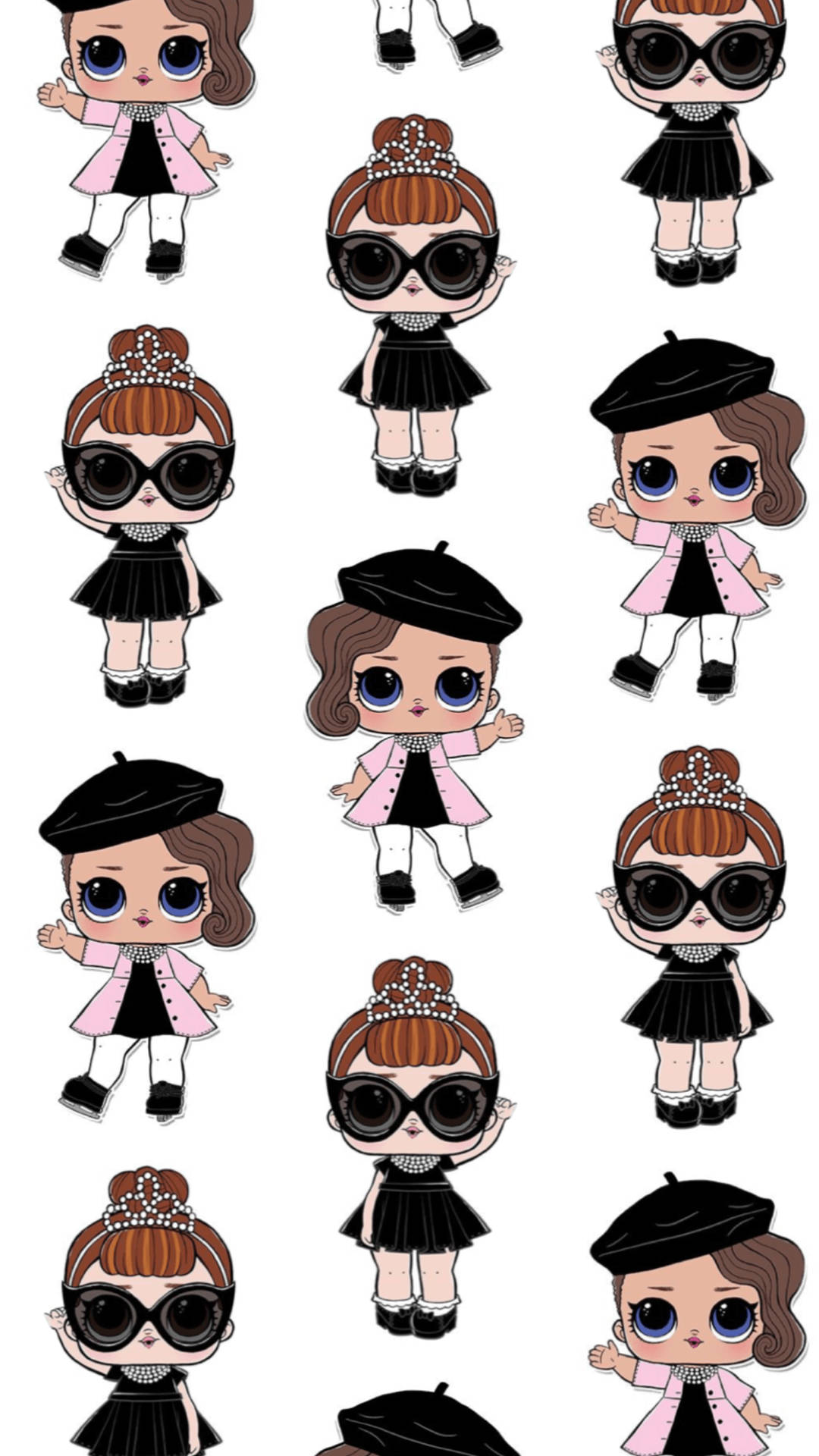 Stunning Lol Surprise Dolls With Chic Berets And Sparkling Crowns Background
