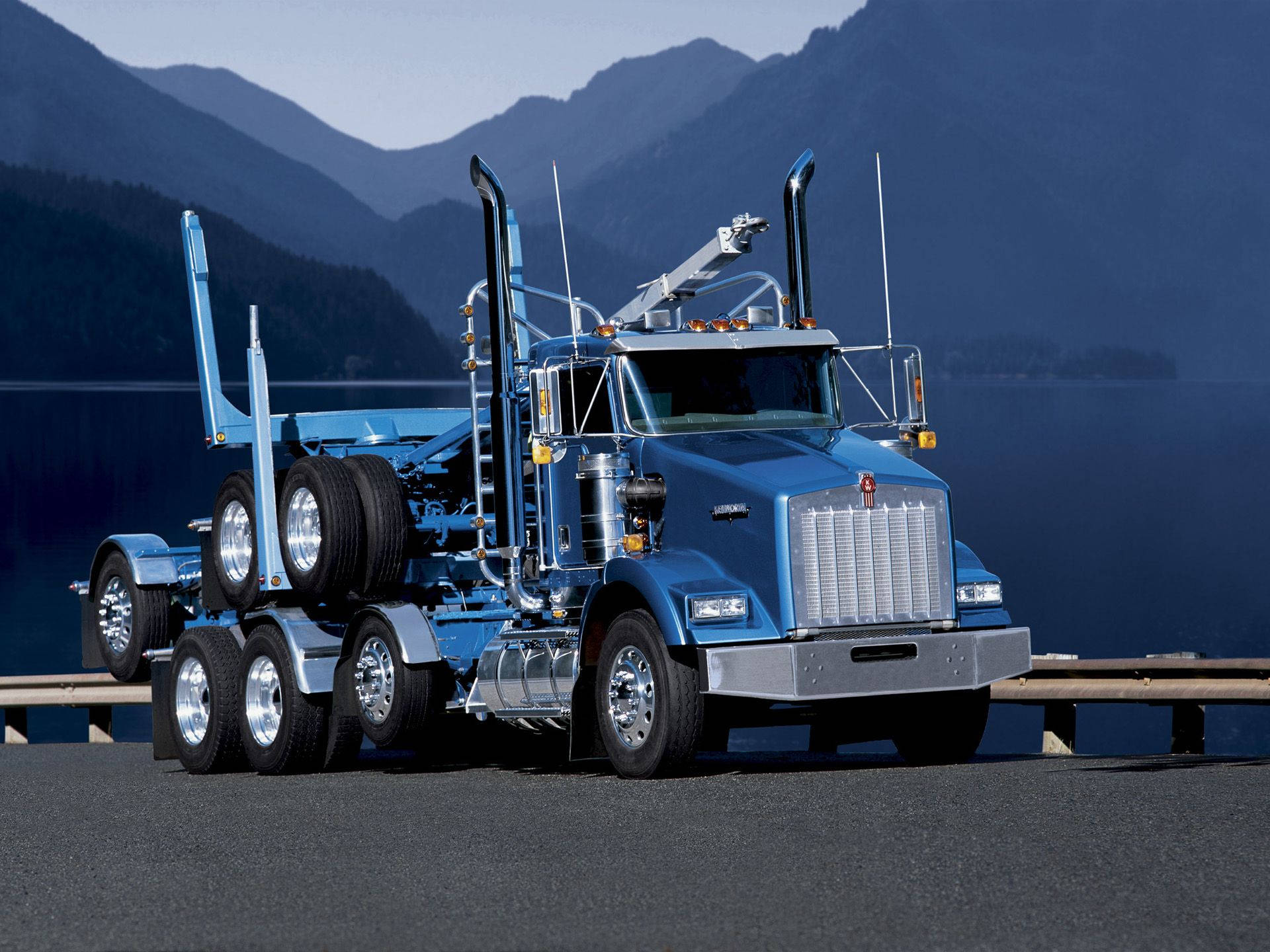 Stunning Metallic Blue Kenworth Truck Background