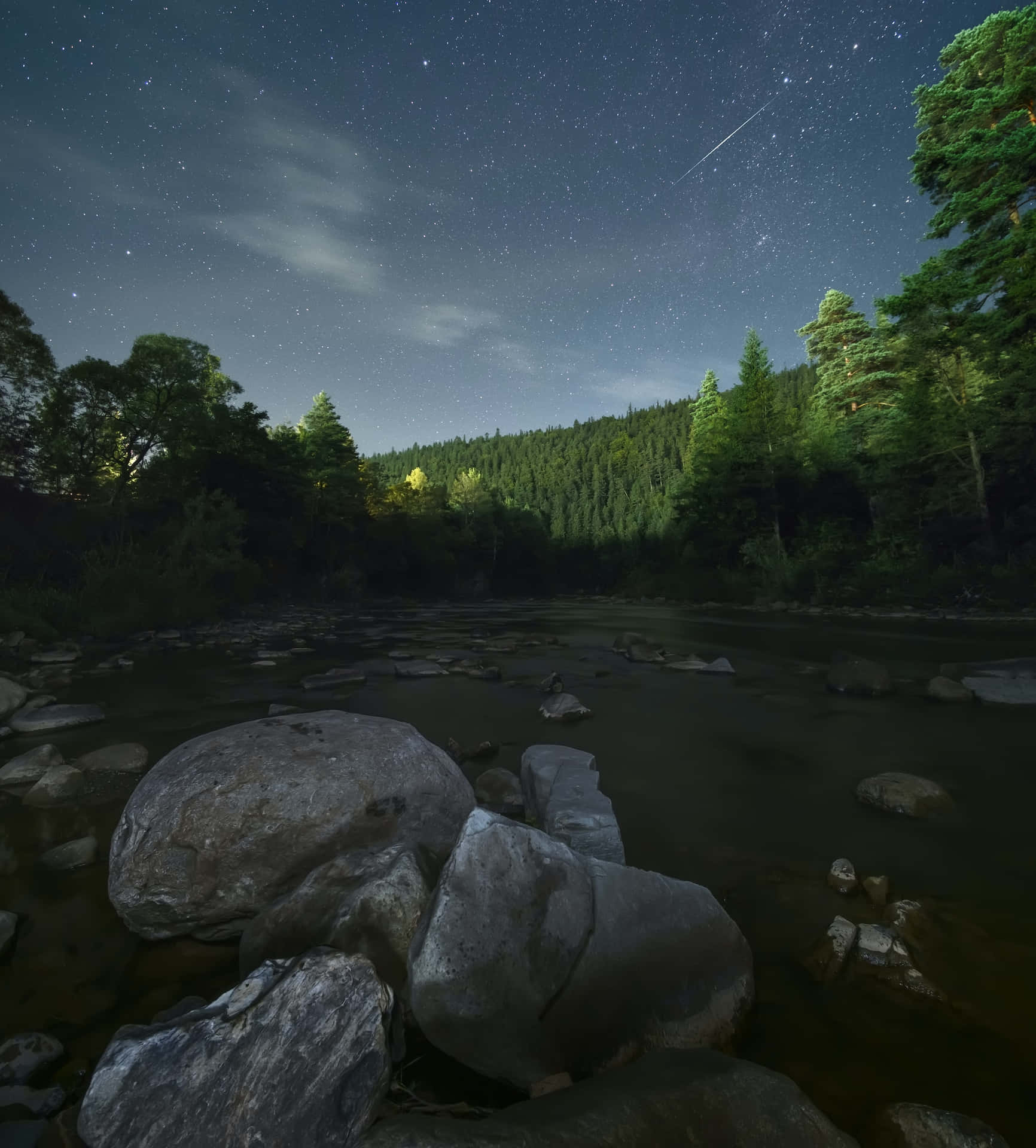 Stunning Meteor Shower In Night Sky Background