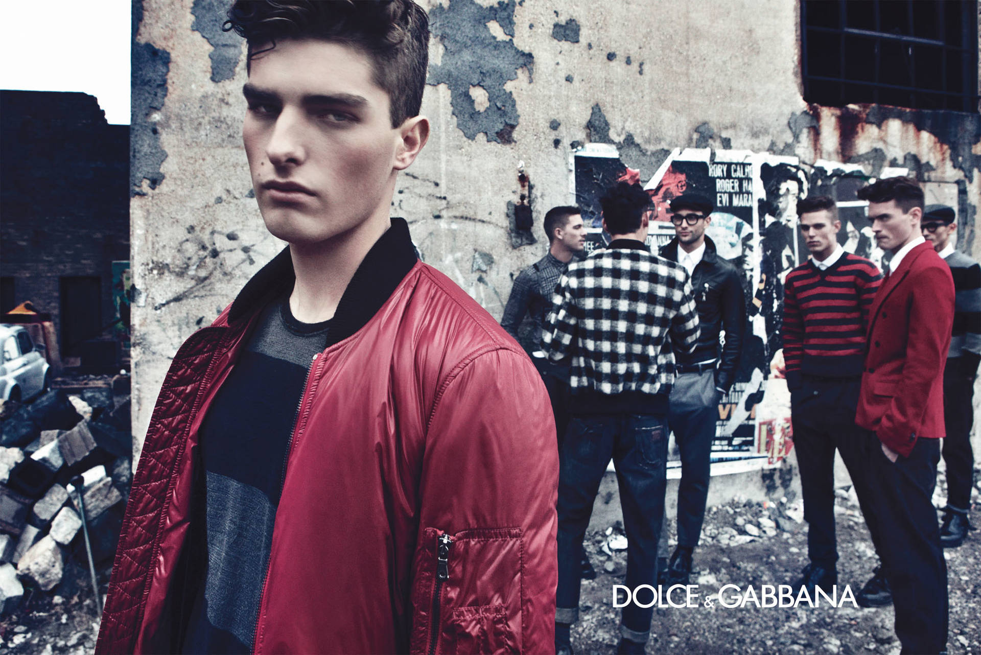 Stunning Models In Dolce And Gabbana's Signature Red And Black Attire Background